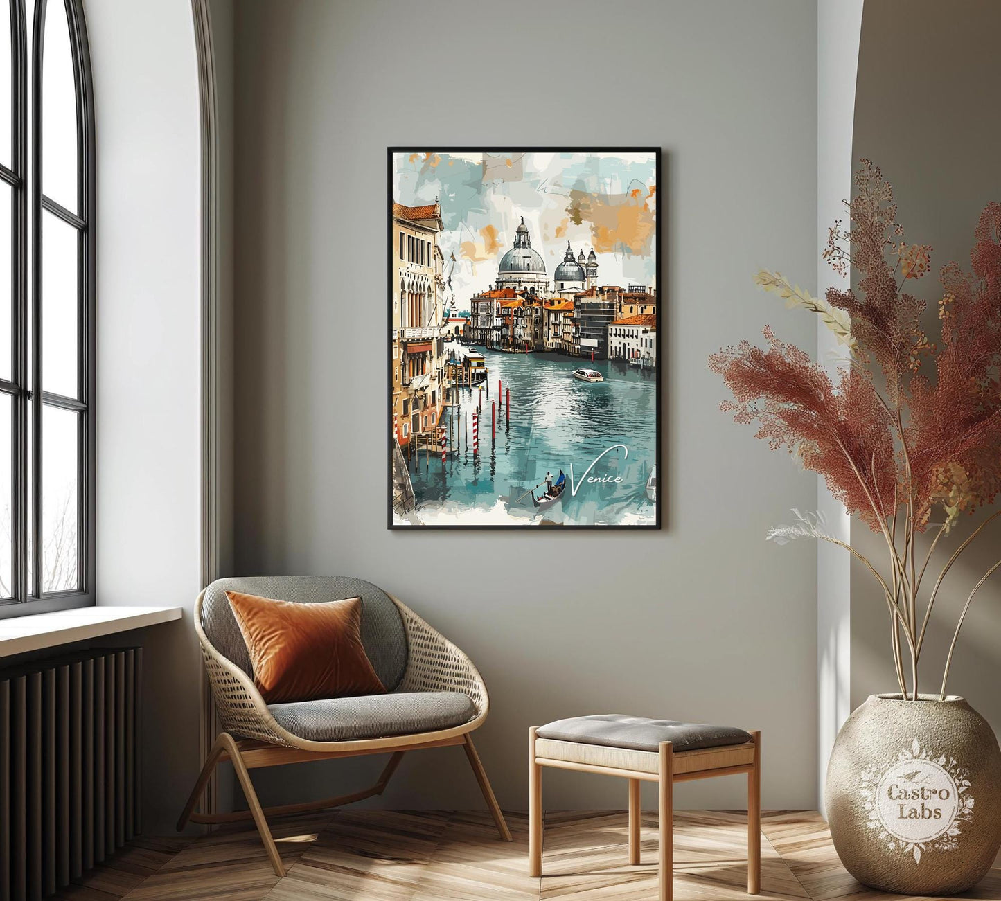 Venice Travel Poster, Venice’s Canal Charm Print, Venice Watercolour