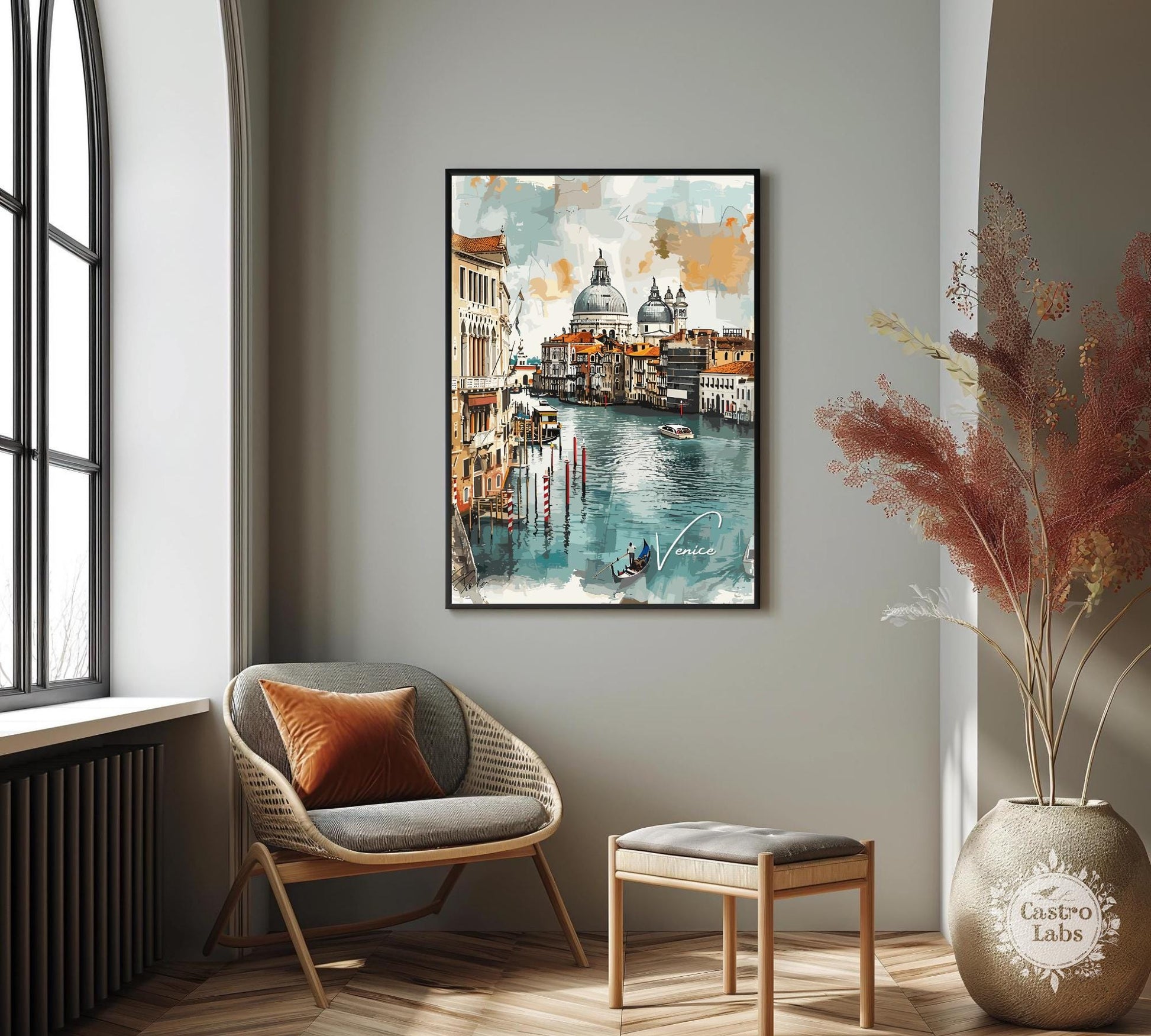 Venice Travel Poster, Venice’s Canal Charm Print, Venice Watercolour