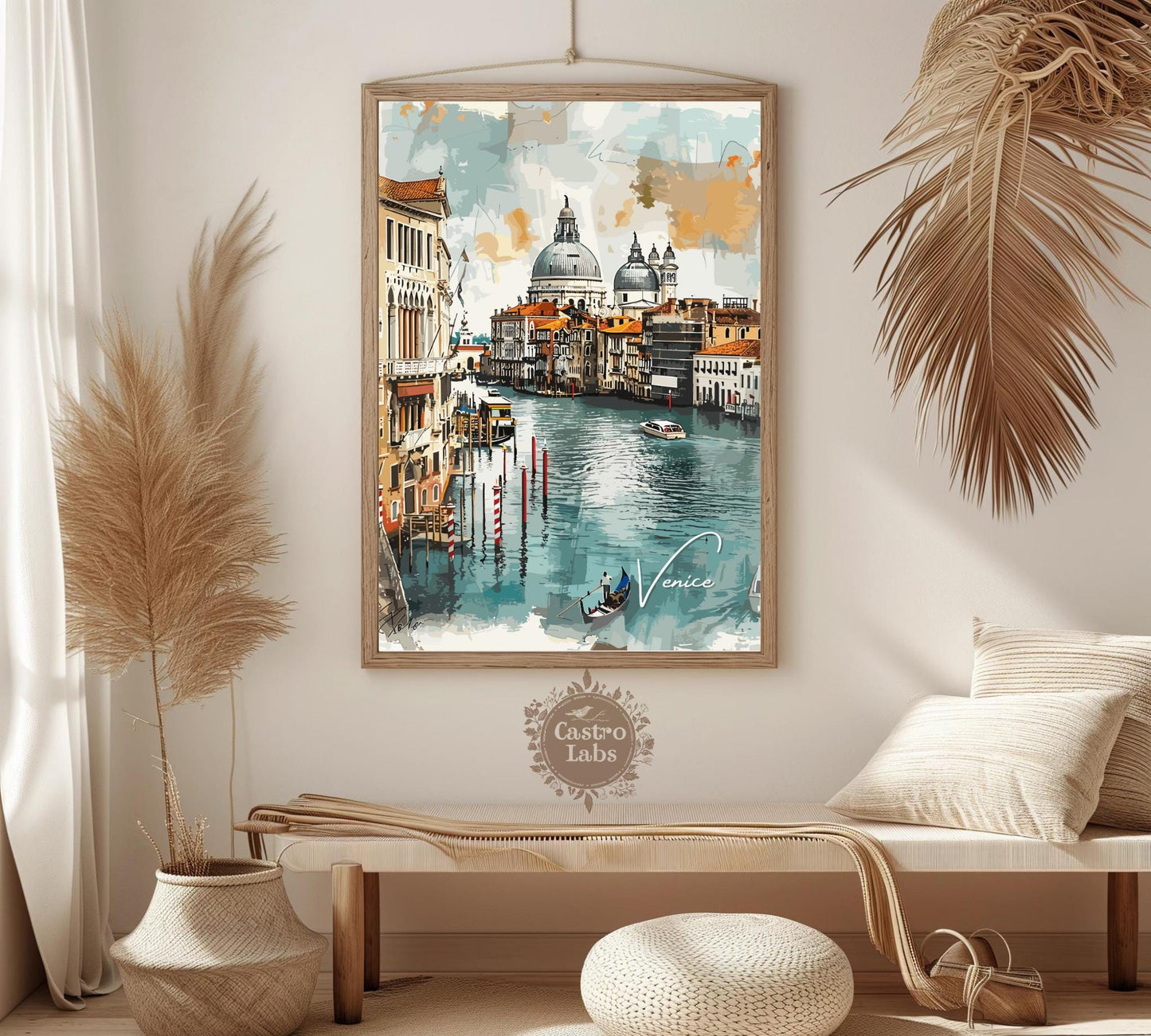 Venice Travel Poster, Venice’s Canal Charm Print, Venice Watercolour