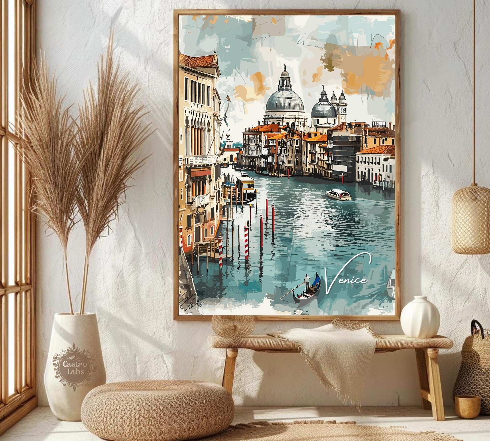 Venice Travel Poster, Venice’s Canal Charm Print, Venice Watercolour