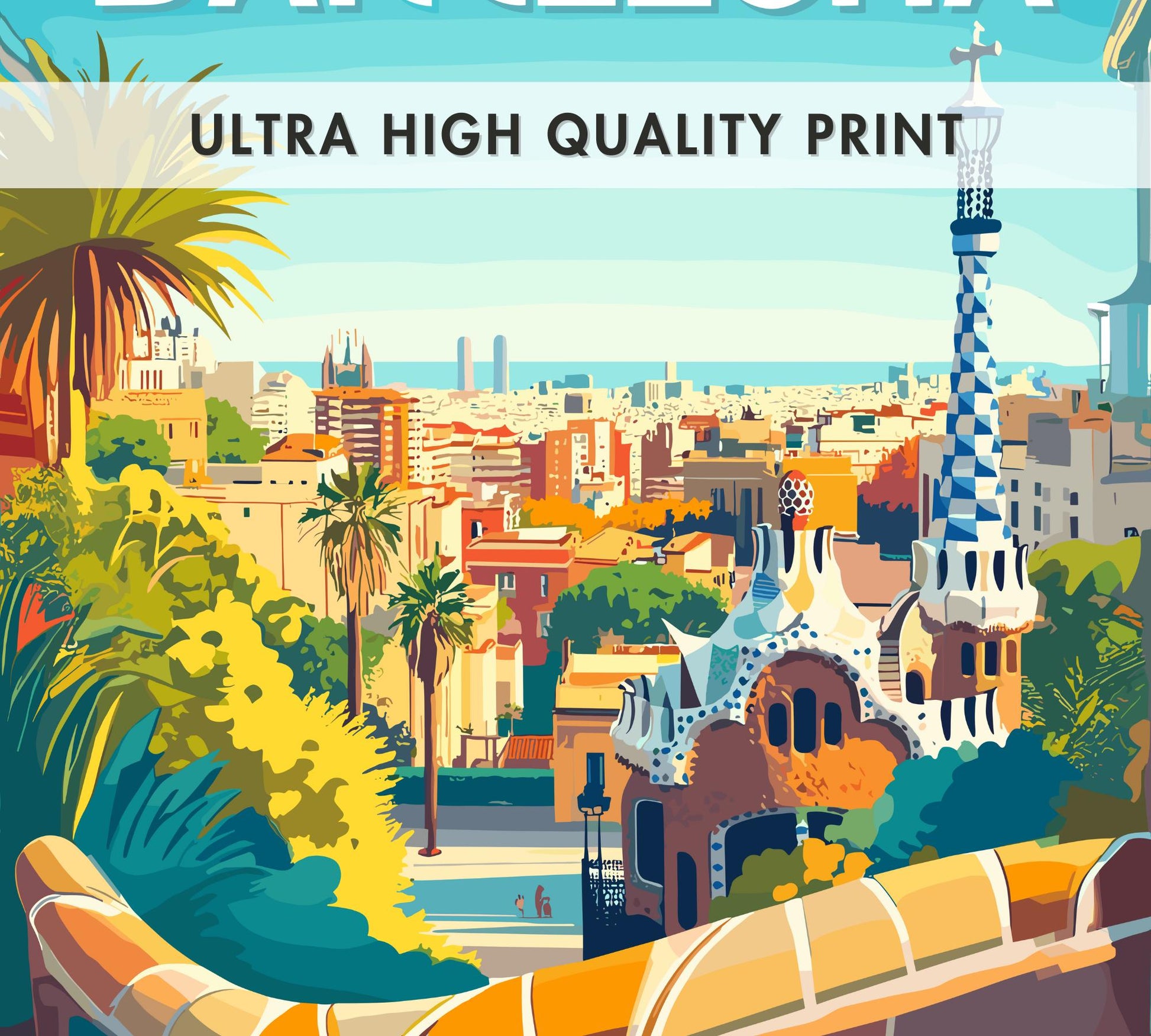 Park Guell Poster, Barcelona Poster