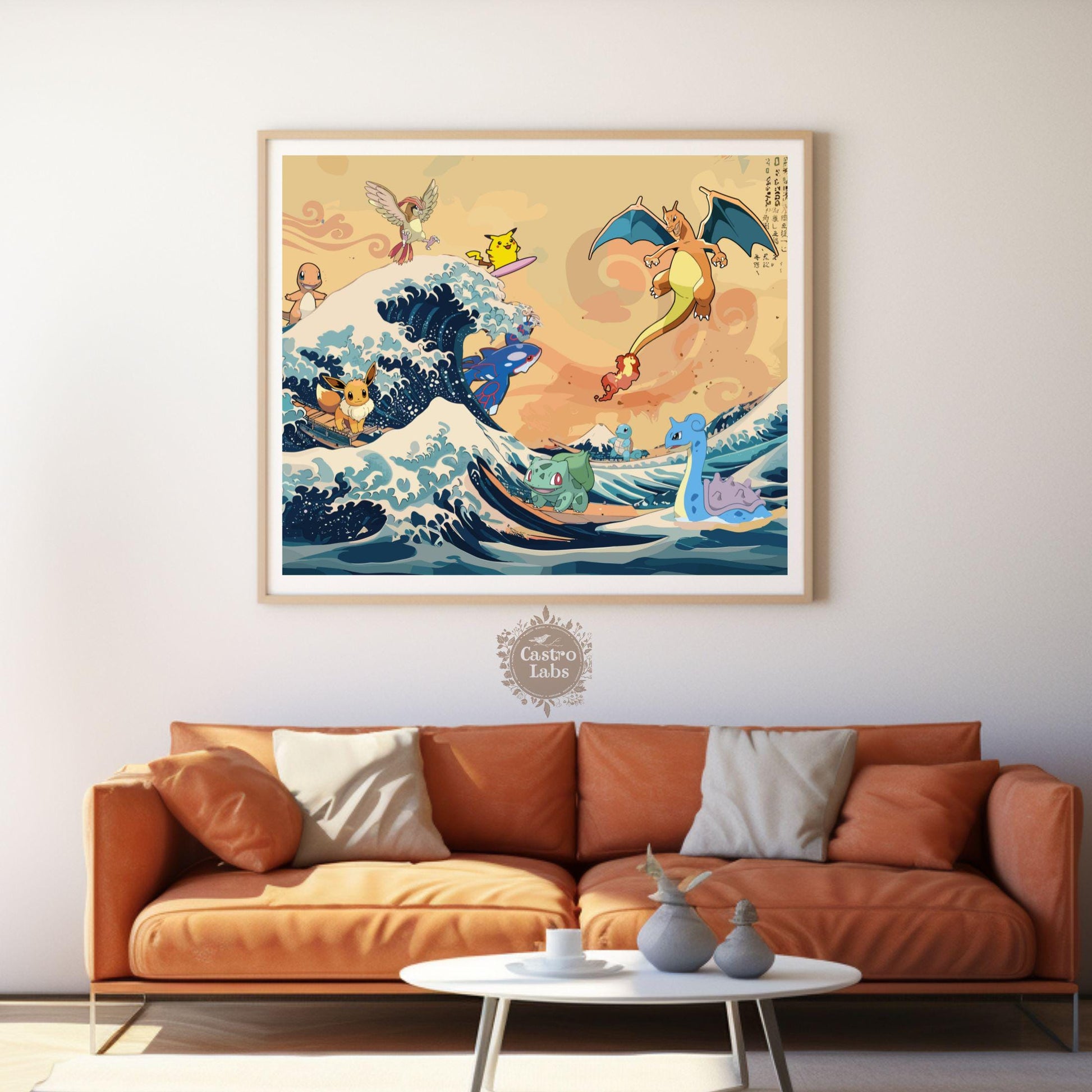 Pokemon on The Great Wave off Kanagawa Landscape Poster