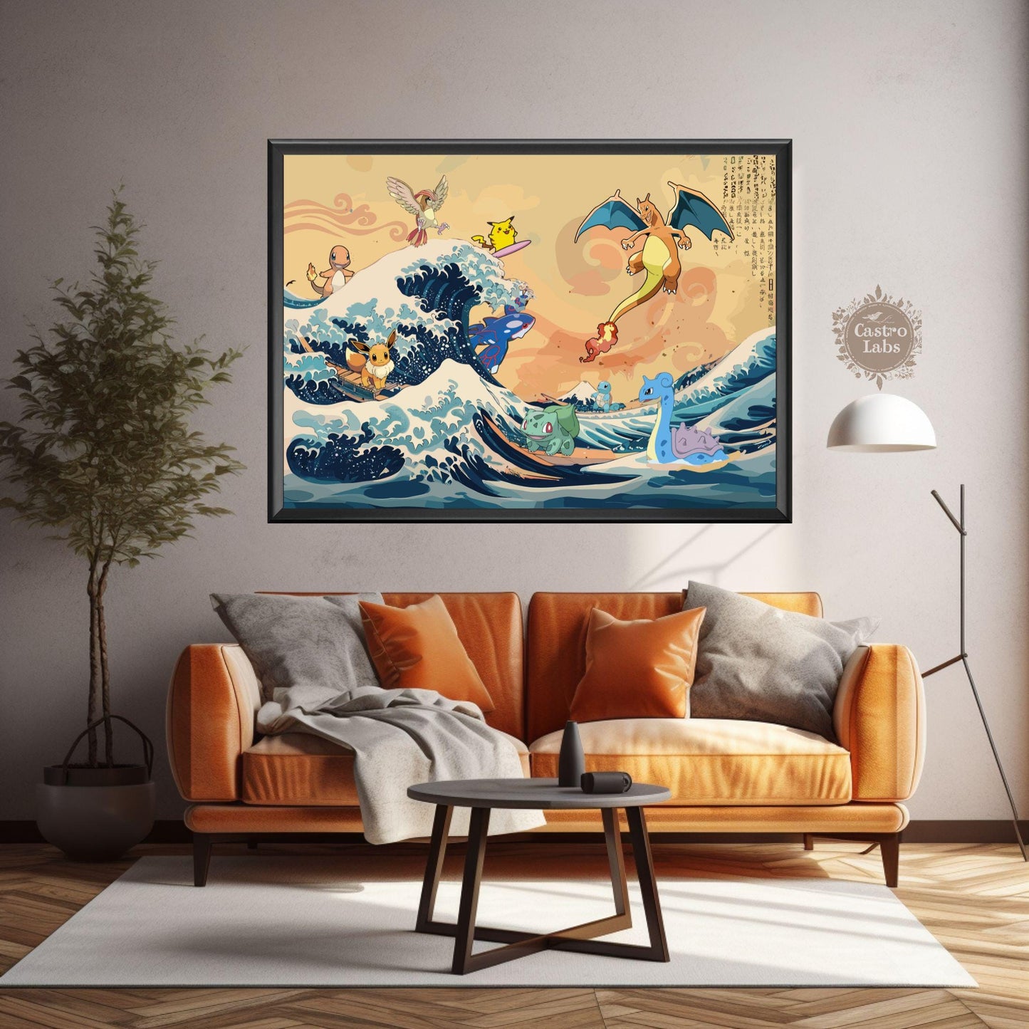 Pokemon on The Great Wave off Kanagawa Landscape Poster