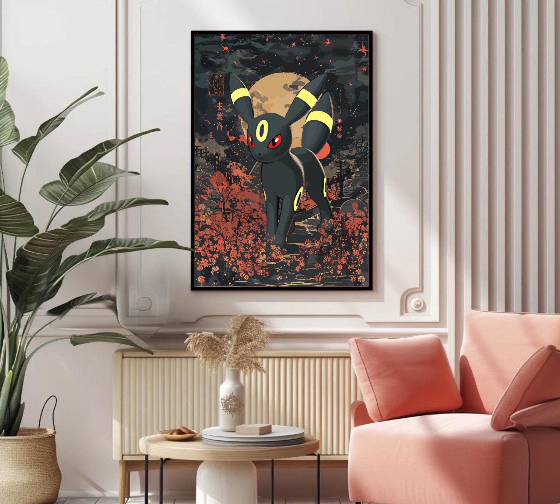 Umbreon Print: Japanese Tapestry Style Pokemon Anime Poster