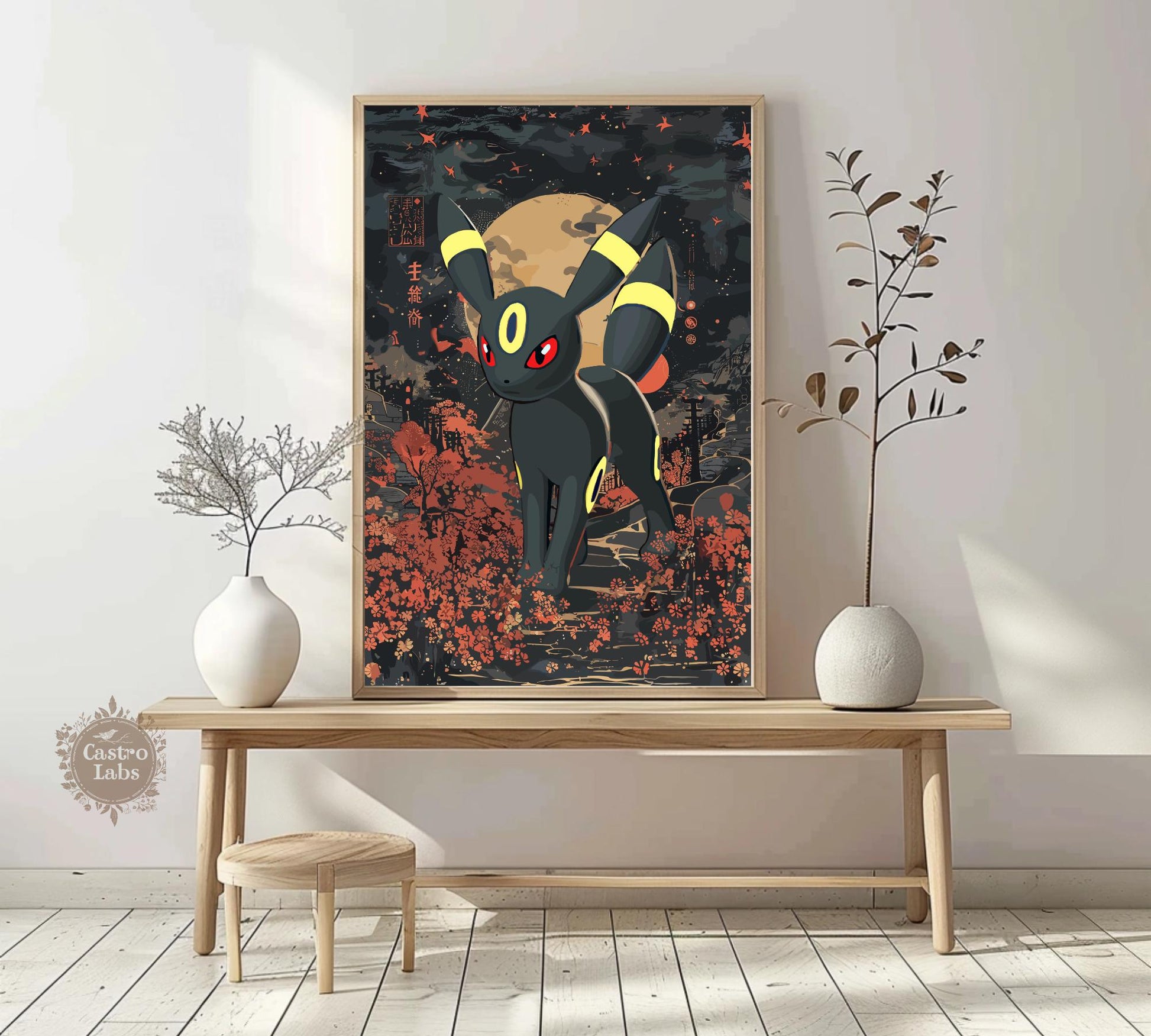 Umbreon Print: Japanese Tapestry Style Pokemon Anime Poster