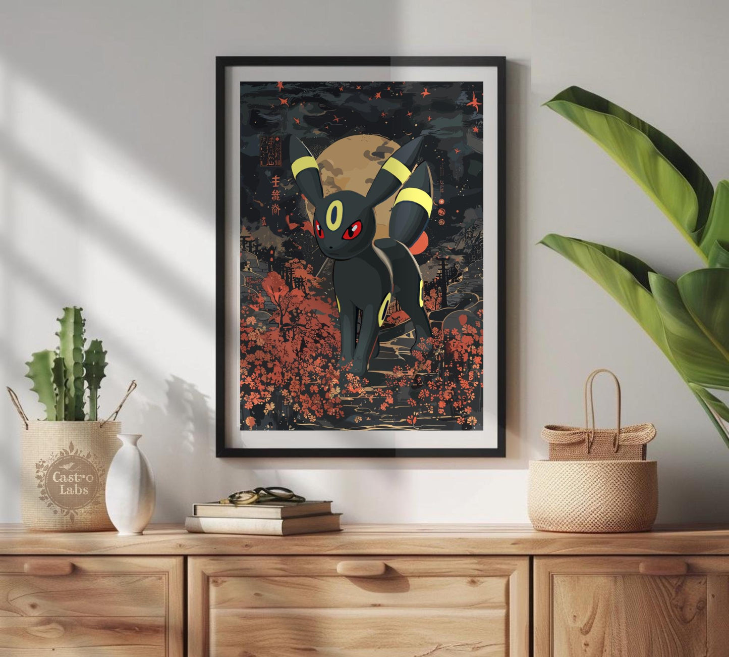 Umbreon Print: Japanese Tapestry Style Pokemon Anime Poster