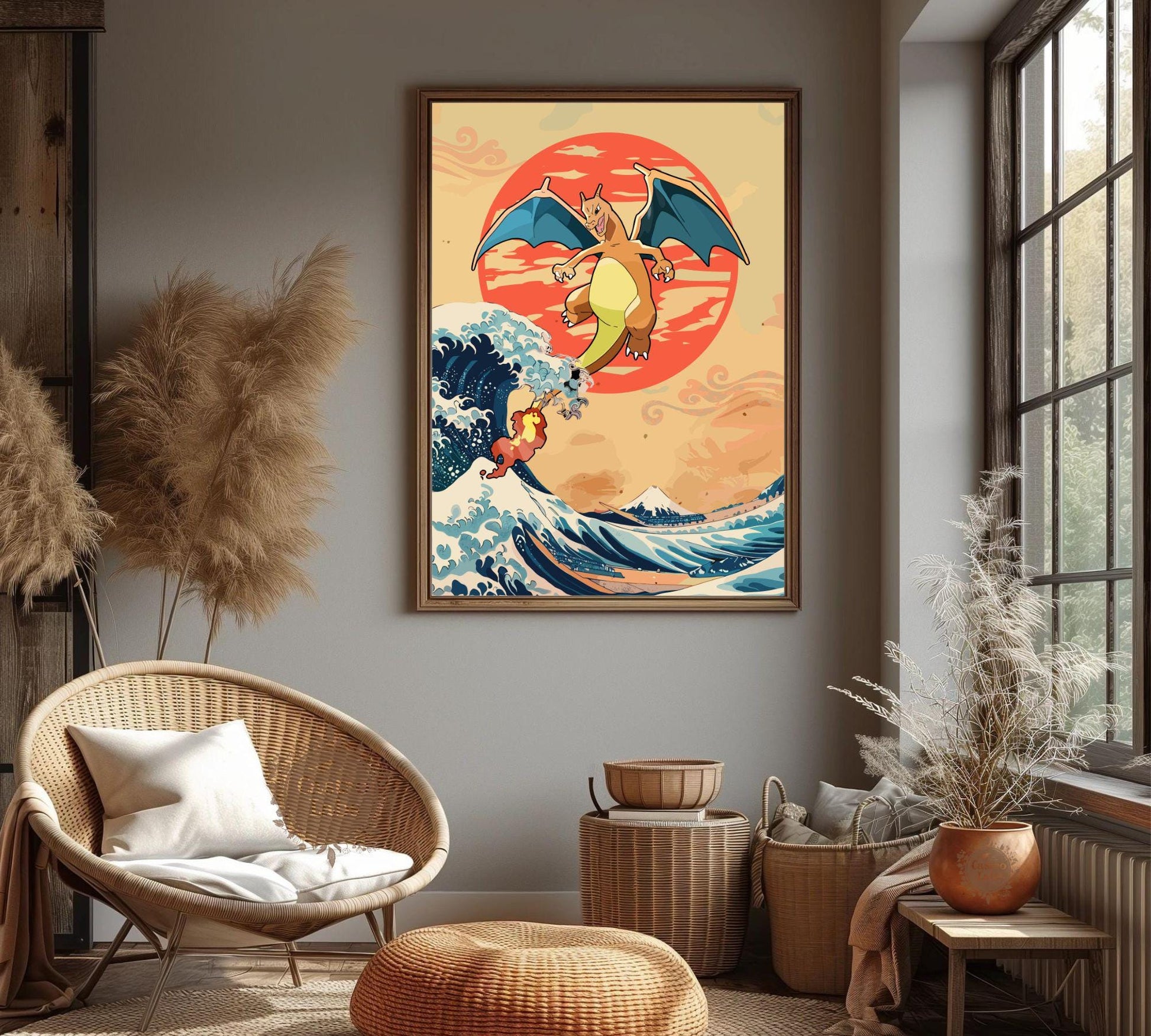 Charizard on The Great Wave of Kanagawa