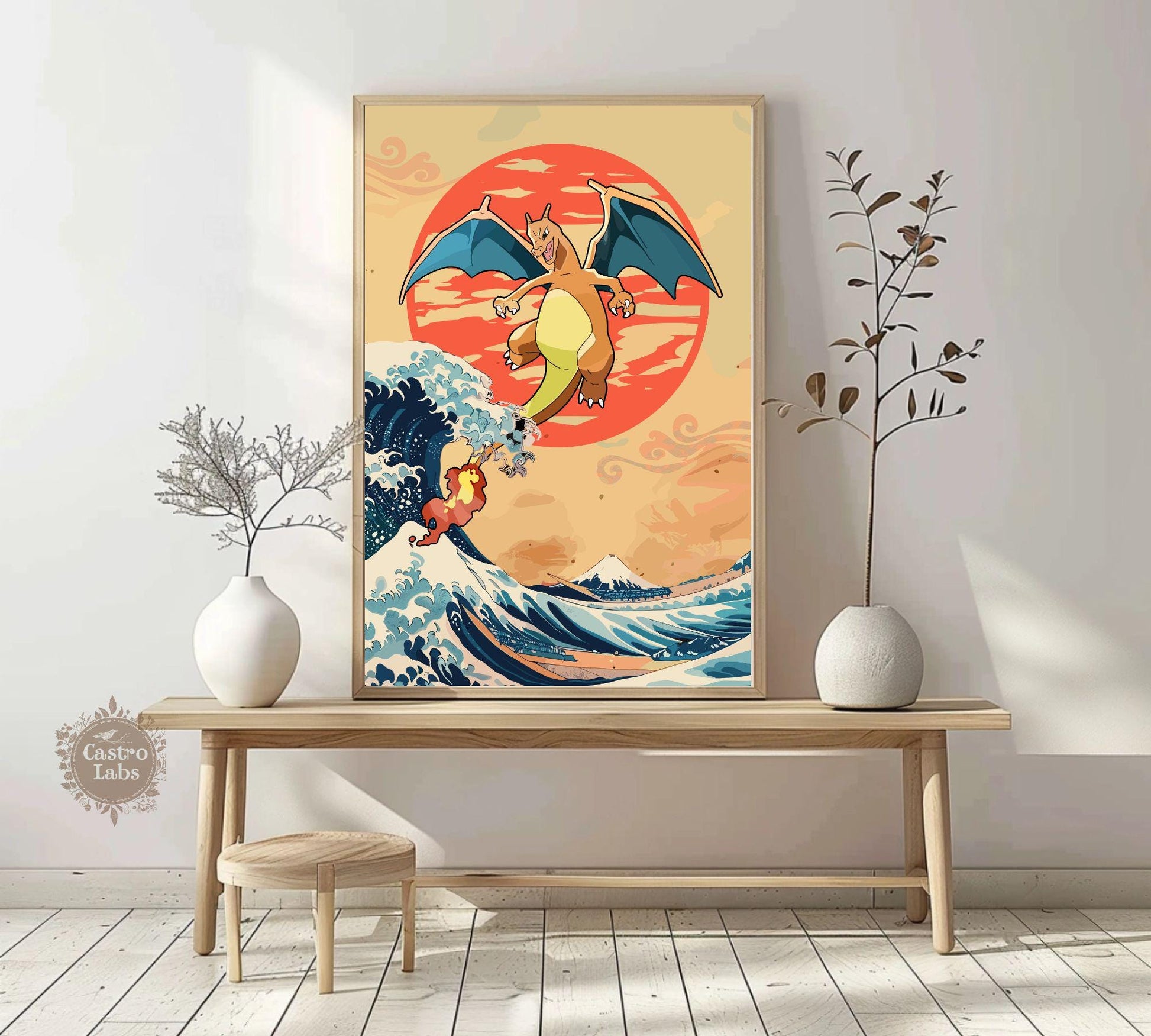 Charizard on The Great Wave of Kanagawa