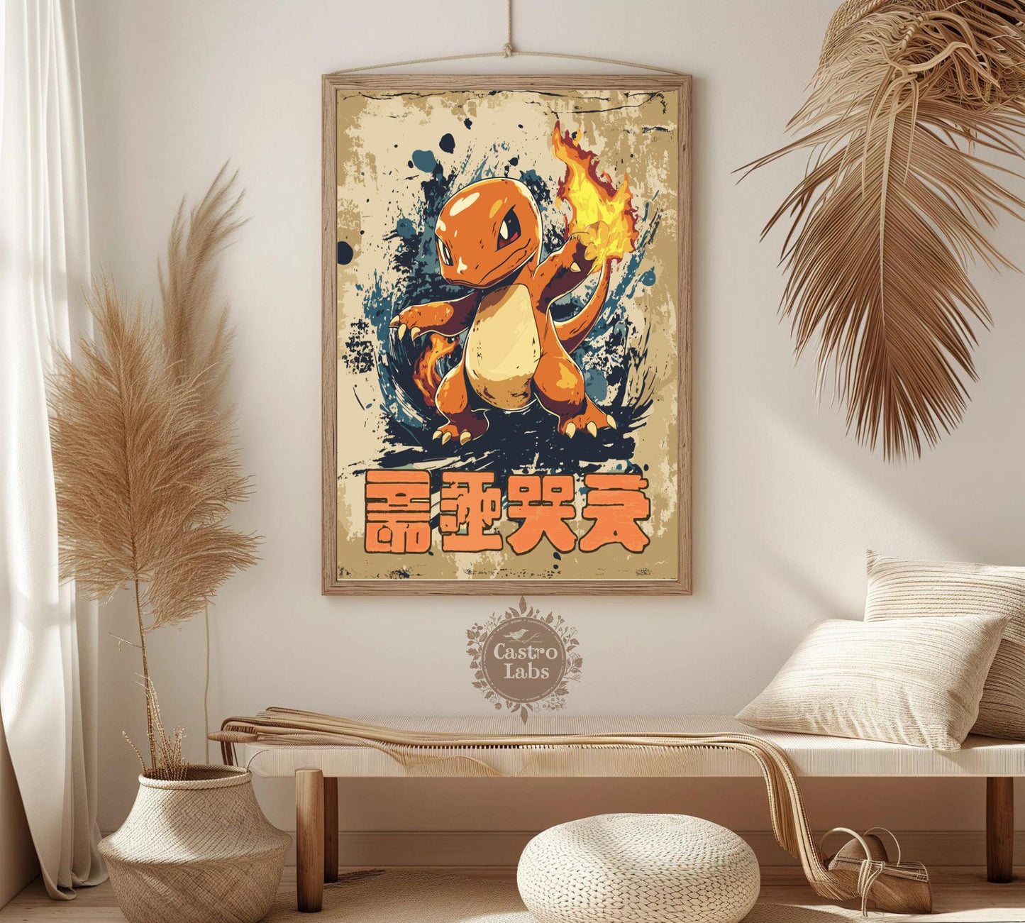 Charmander Pokemon Poster: Japanese Tapestry Style