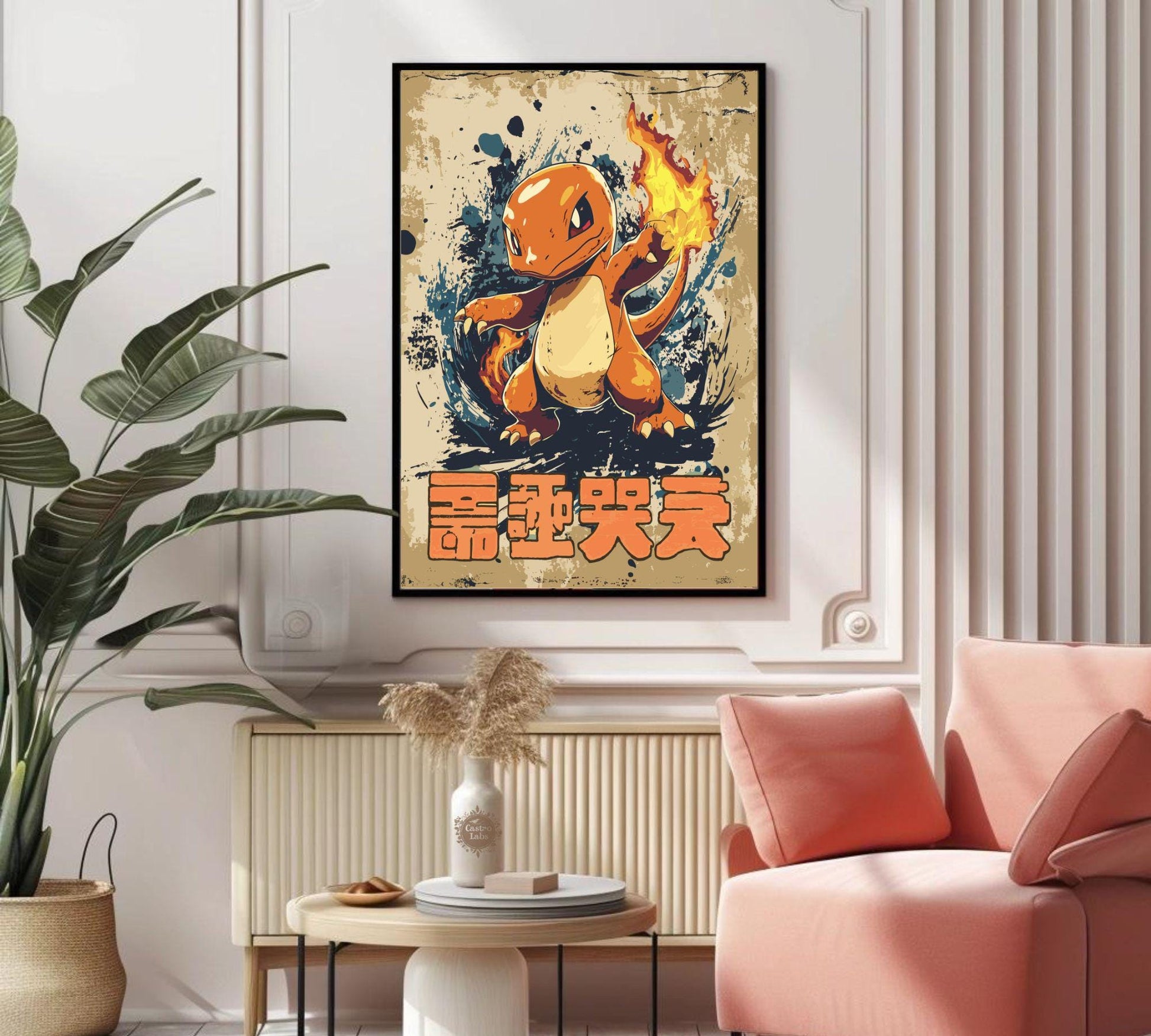 Charmander Pokemon Poster: Japanese Tapestry Style