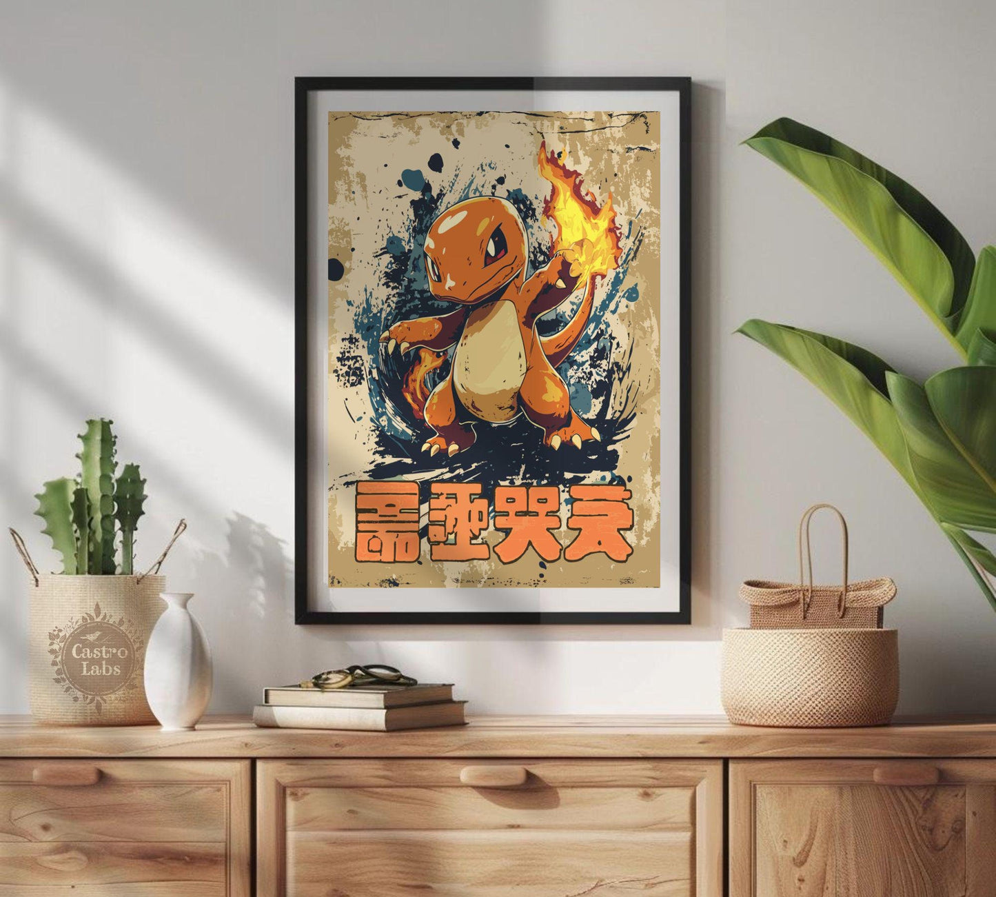 Charmander Pokemon Poster: Japanese Tapestry Style