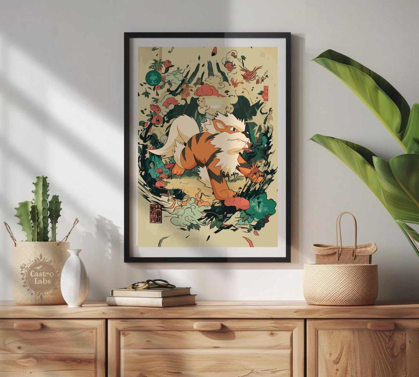 Arcanine Pokemon: Japanese Tapestry Style Pokemon Anime Poster