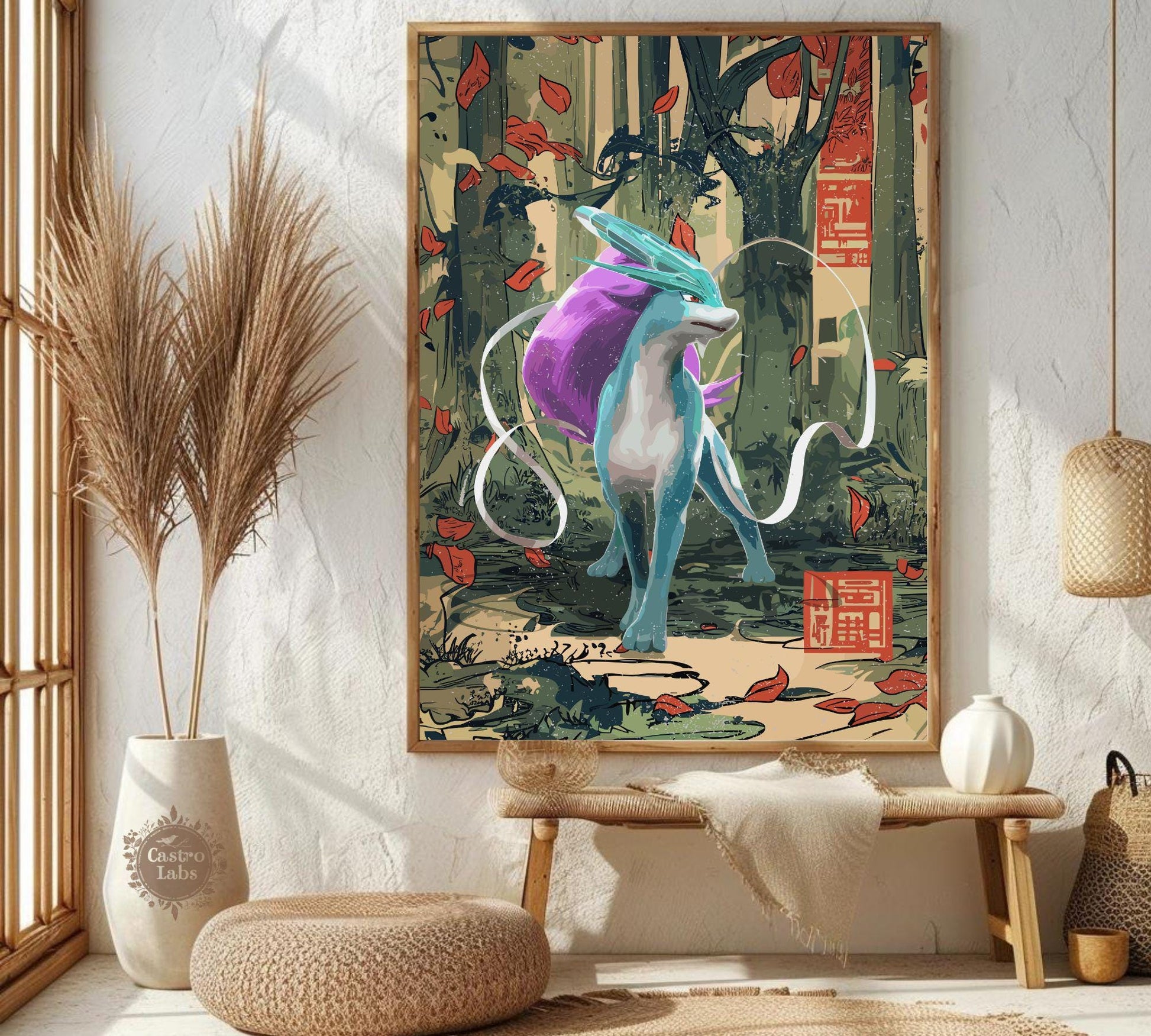 Suicune: Japanese Tapestry Style Pokemon