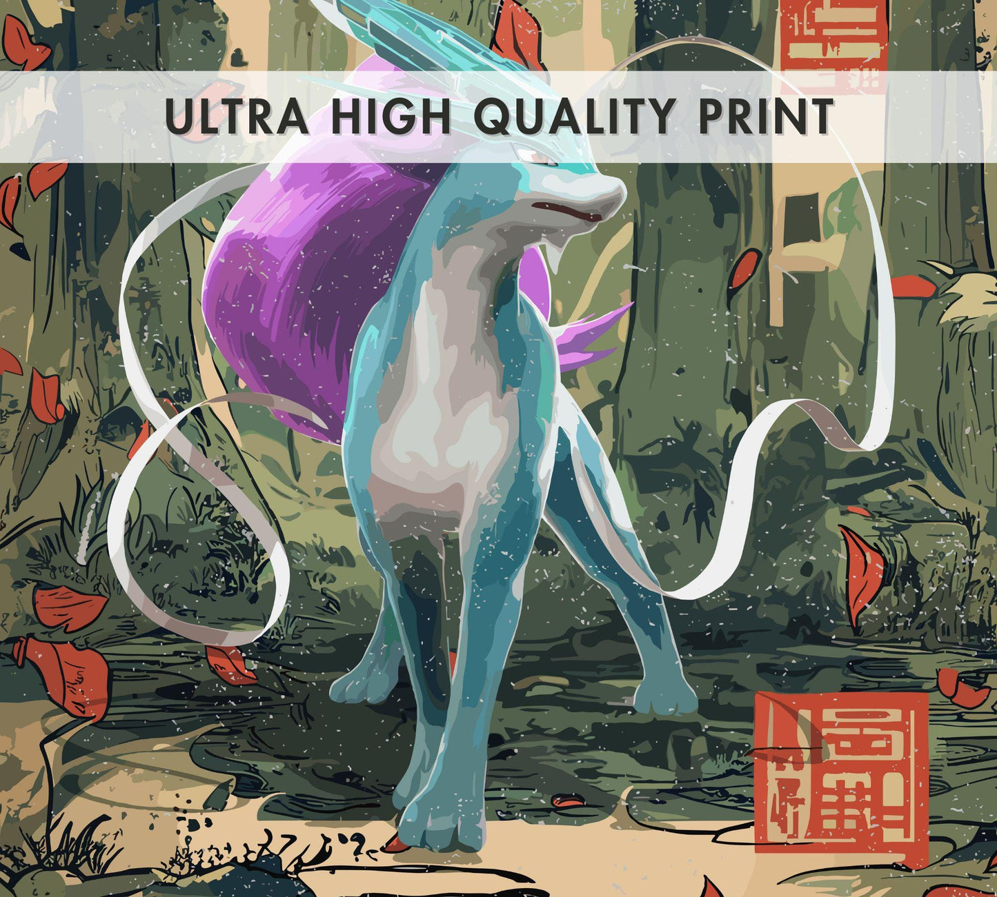 Suicune: Japanese Tapestry Style Pokemon