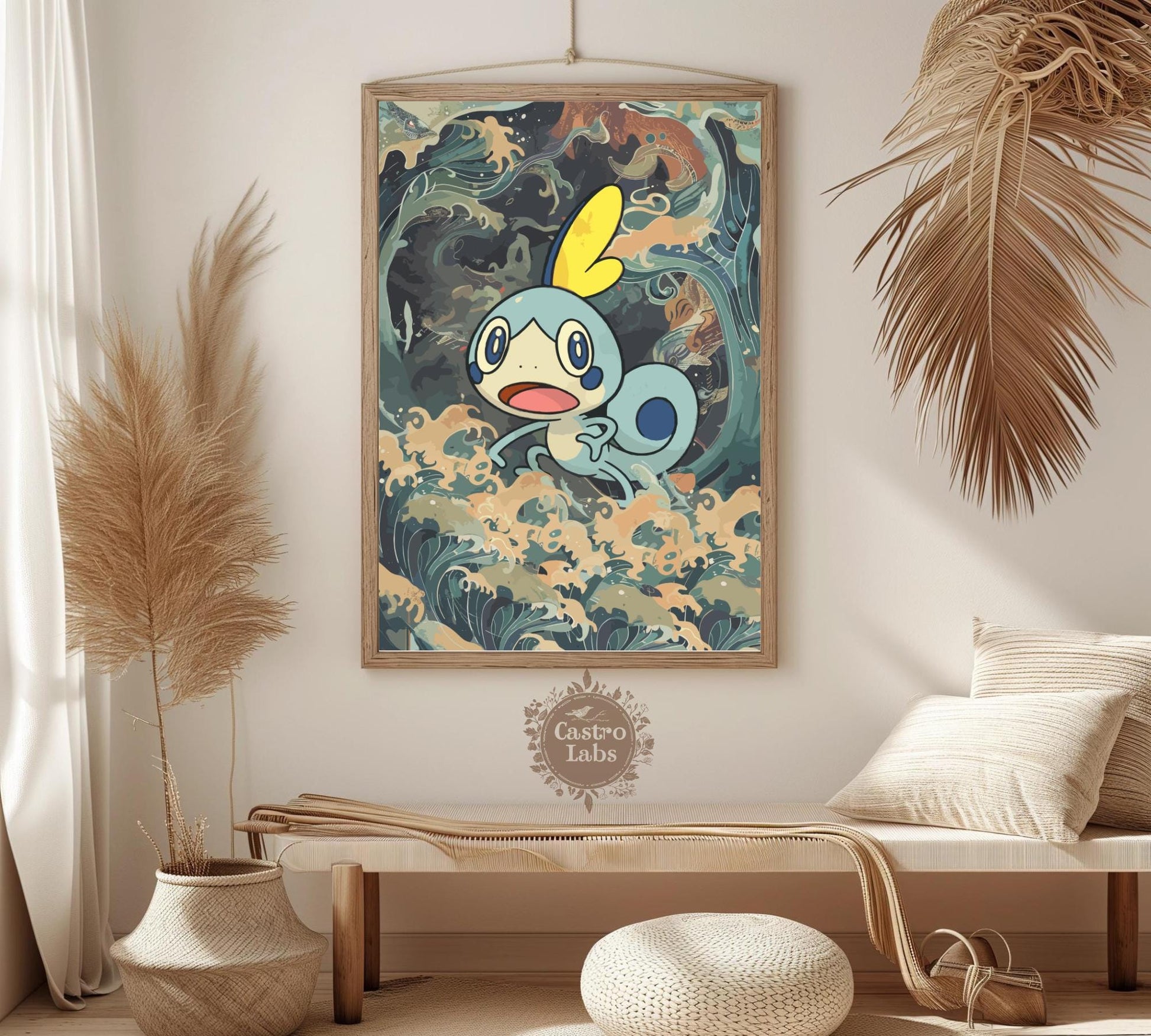 Sobble Poster: Japanese Tapestry Style Pokemon Anime Poster