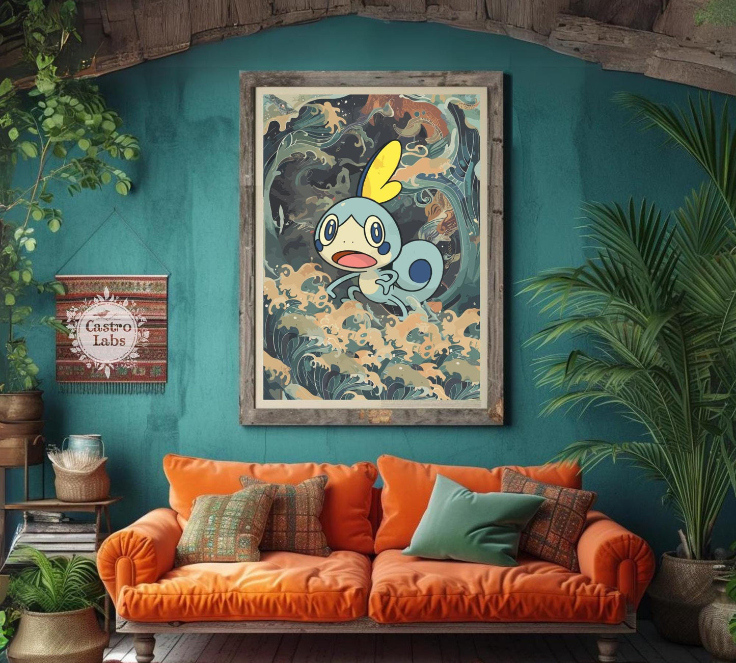 Sobble Poster: Japanese Tapestry Style Pokemon Anime Poster