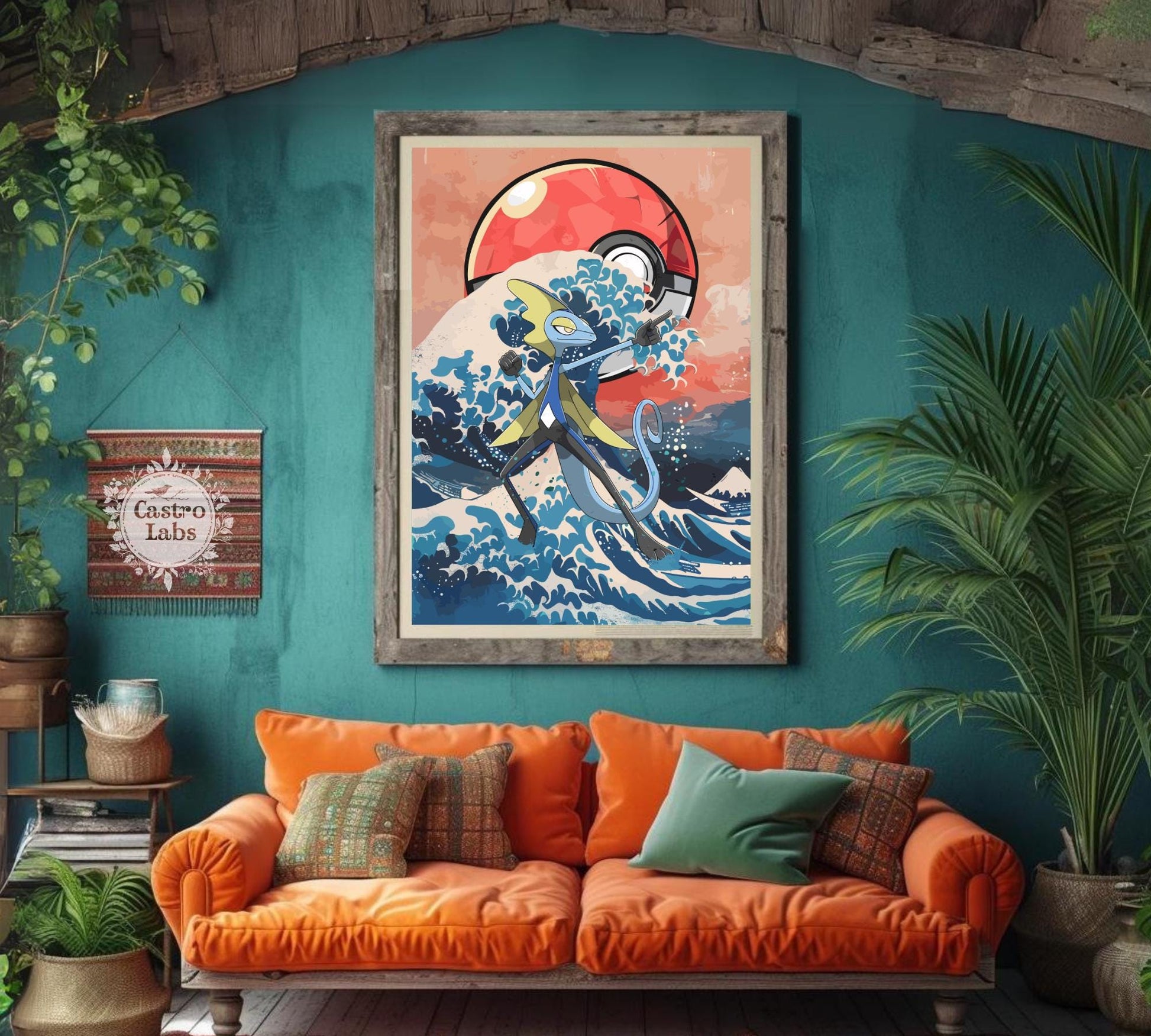 Inteleon Poster: Japanese Tapestry Style Pokemon Anime Poster