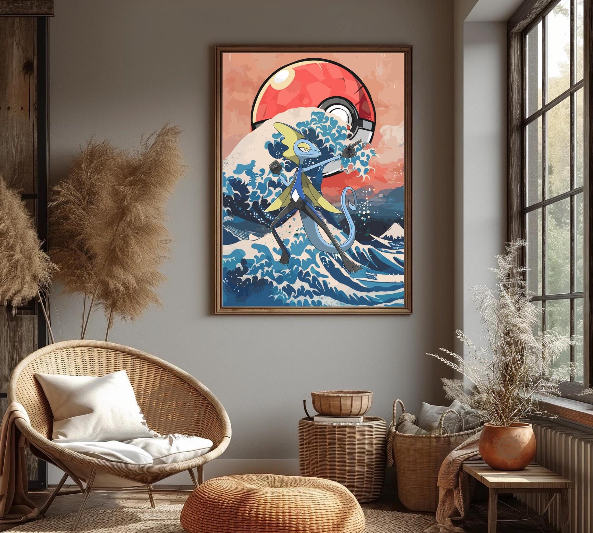 Inteleon Poster: Japanese Tapestry Style Pokemon Anime Poster