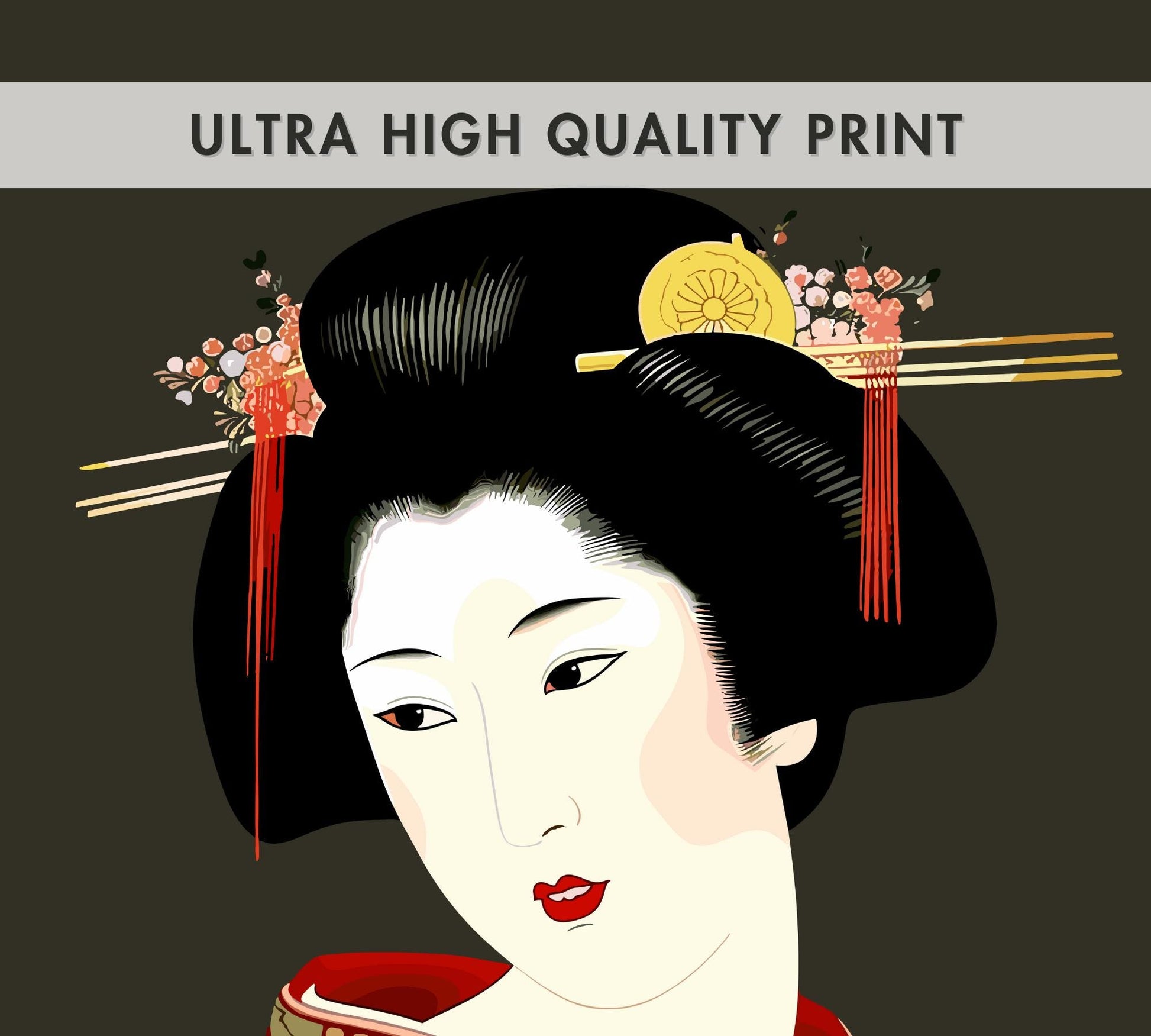 Japanese Geisha Art Print - Traditional Kimono Wall Decor, Japanese Culture Poster