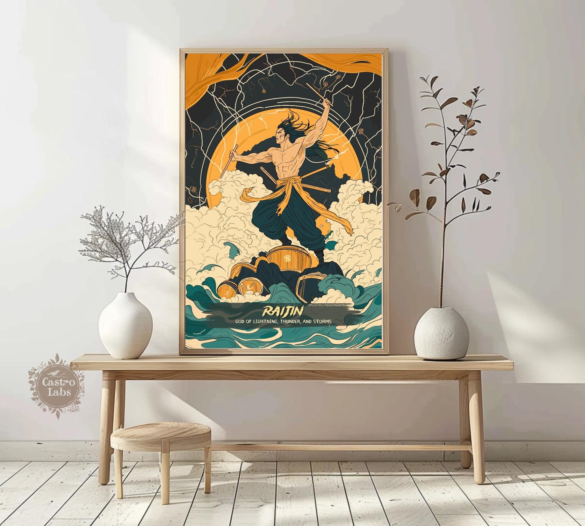 Raijin Poster, Japanese Mythology