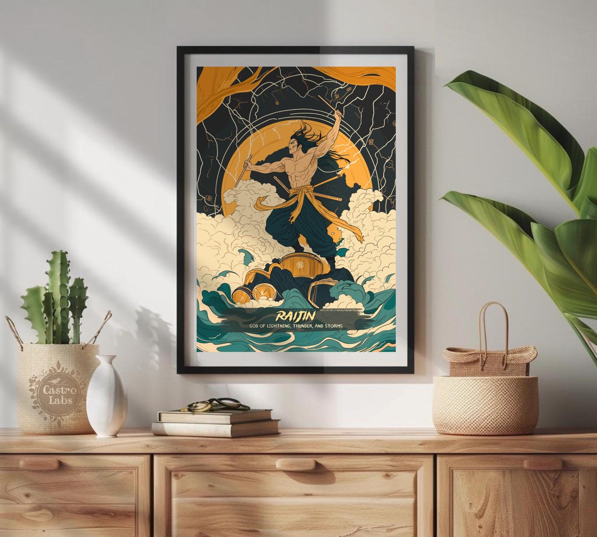 Raijin Poster, Japanese Mythology