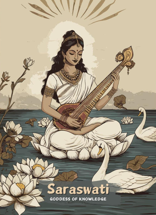 Saraswati Print - Hindu Mythology Poster