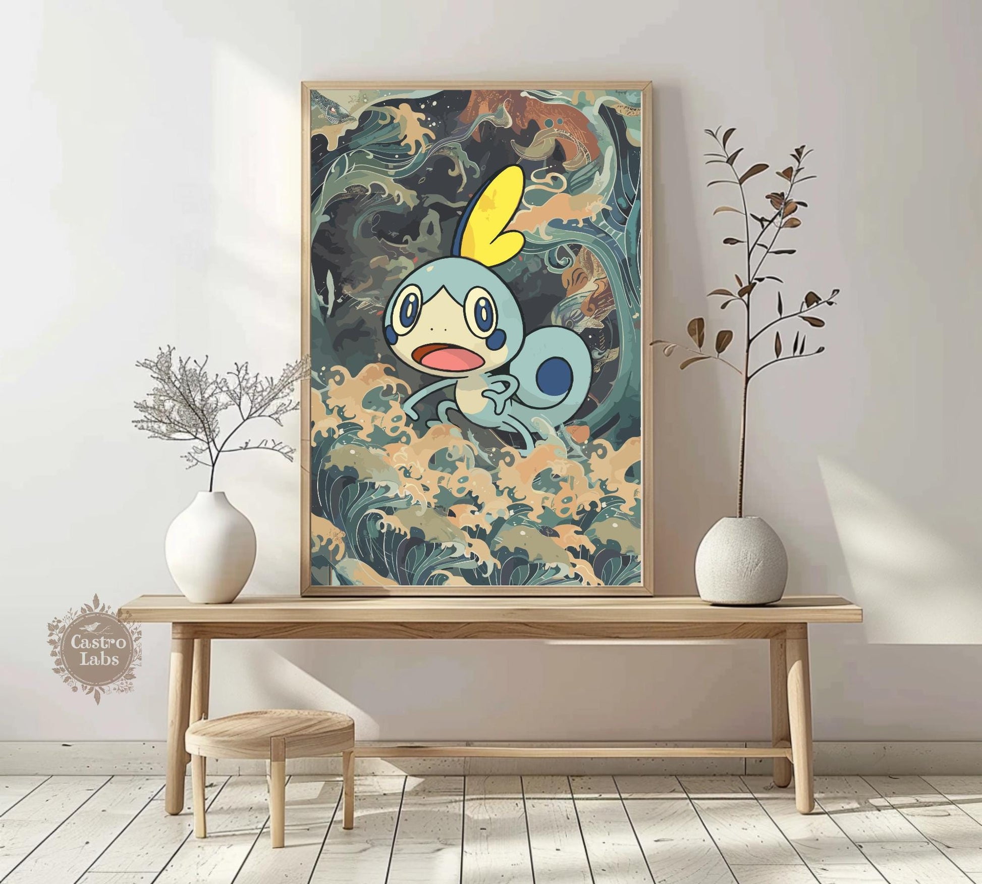 Sobble Poster: Japanese Tapestry Style Pokemon Anime Poster