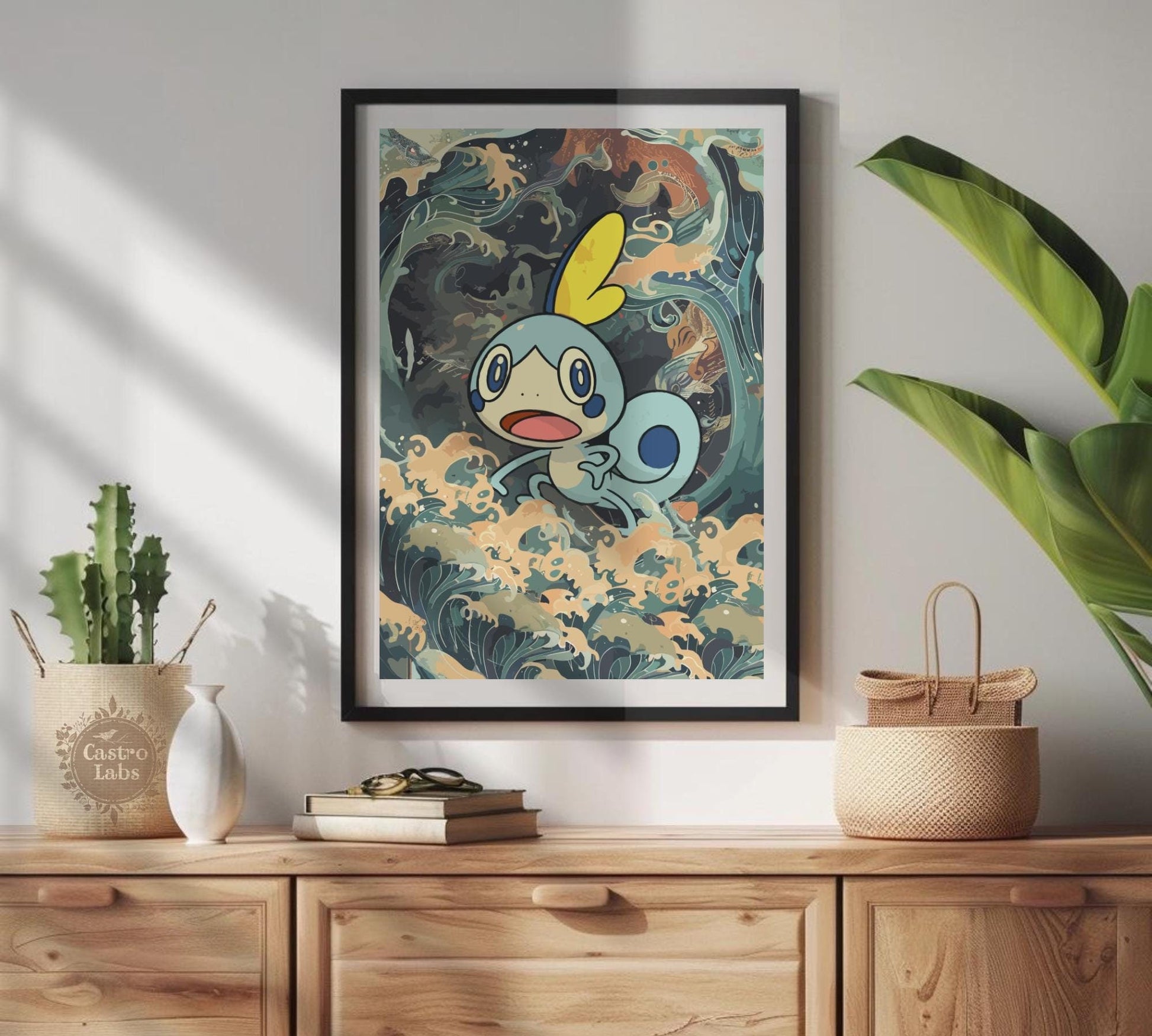 Sobble Poster: Japanese Tapestry Style Pokemon Anime Poster