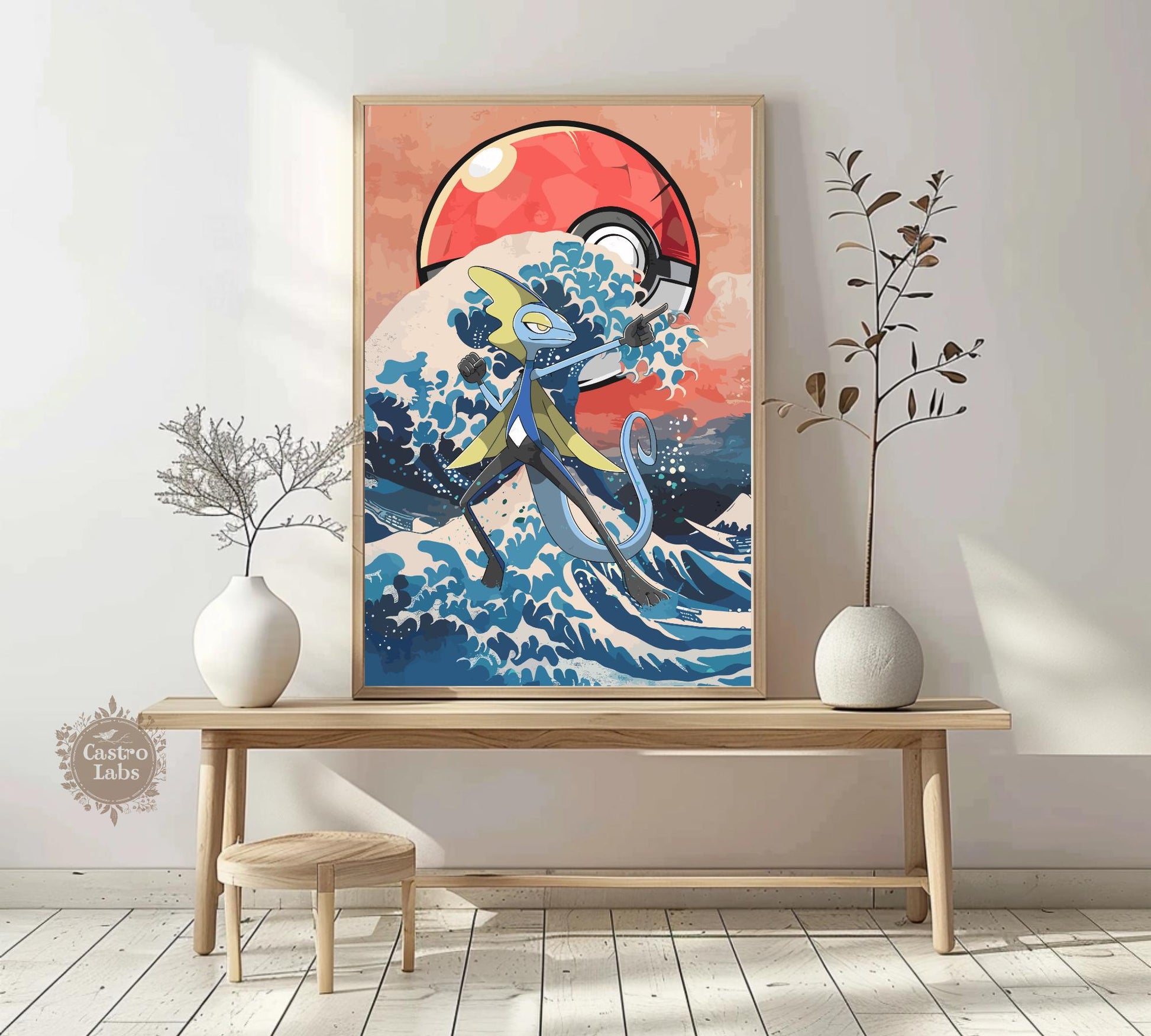 Inteleon Poster: Japanese Tapestry Style Pokemon Anime Poster