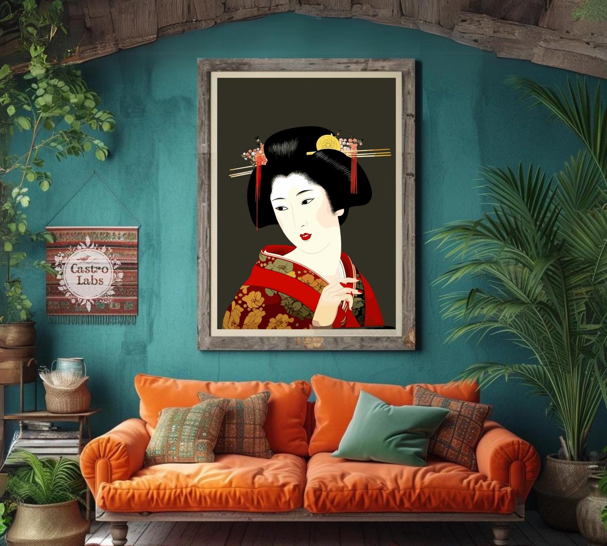 Japanese Geisha Art Print - Traditional Kimono Wall Decor, Japanese Culture Poster