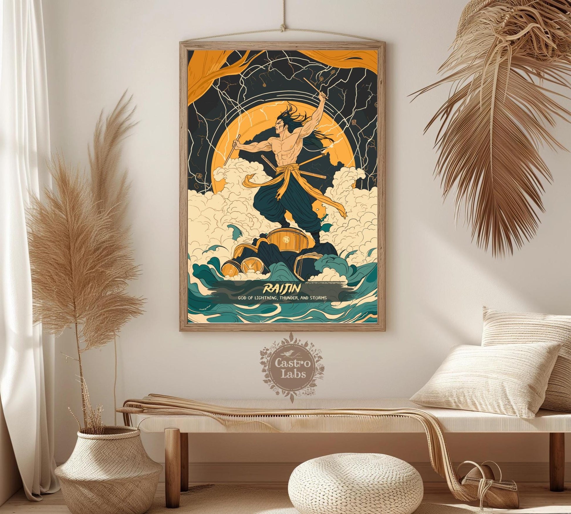 Raijin Poster, Japanese Mythology