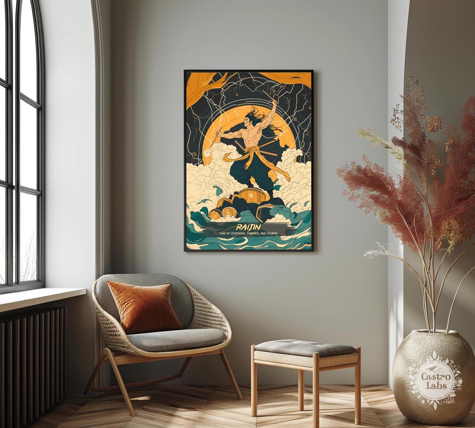 Raijin Poster, Japanese Mythology