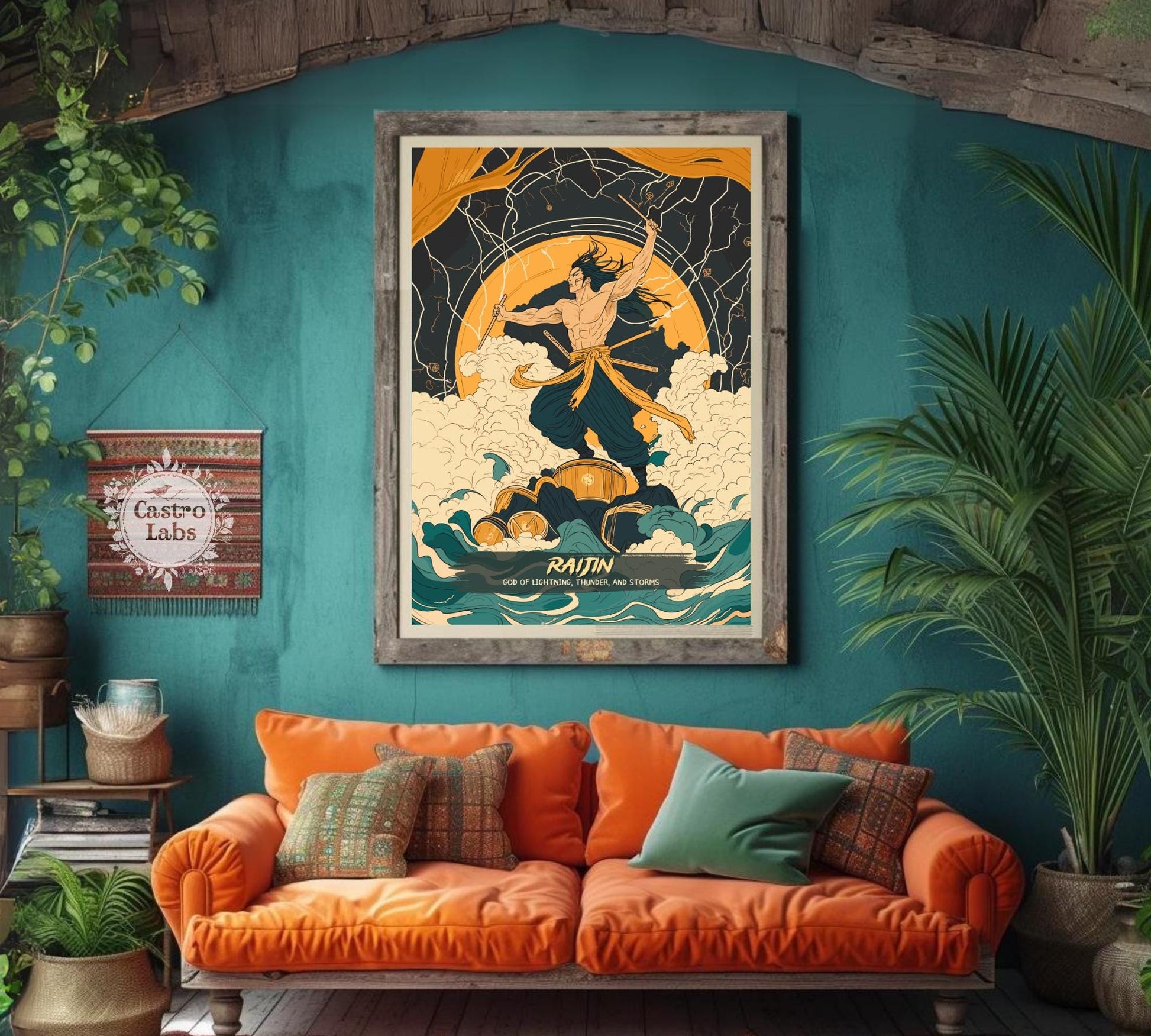 Raijin Poster, Japanese Mythology