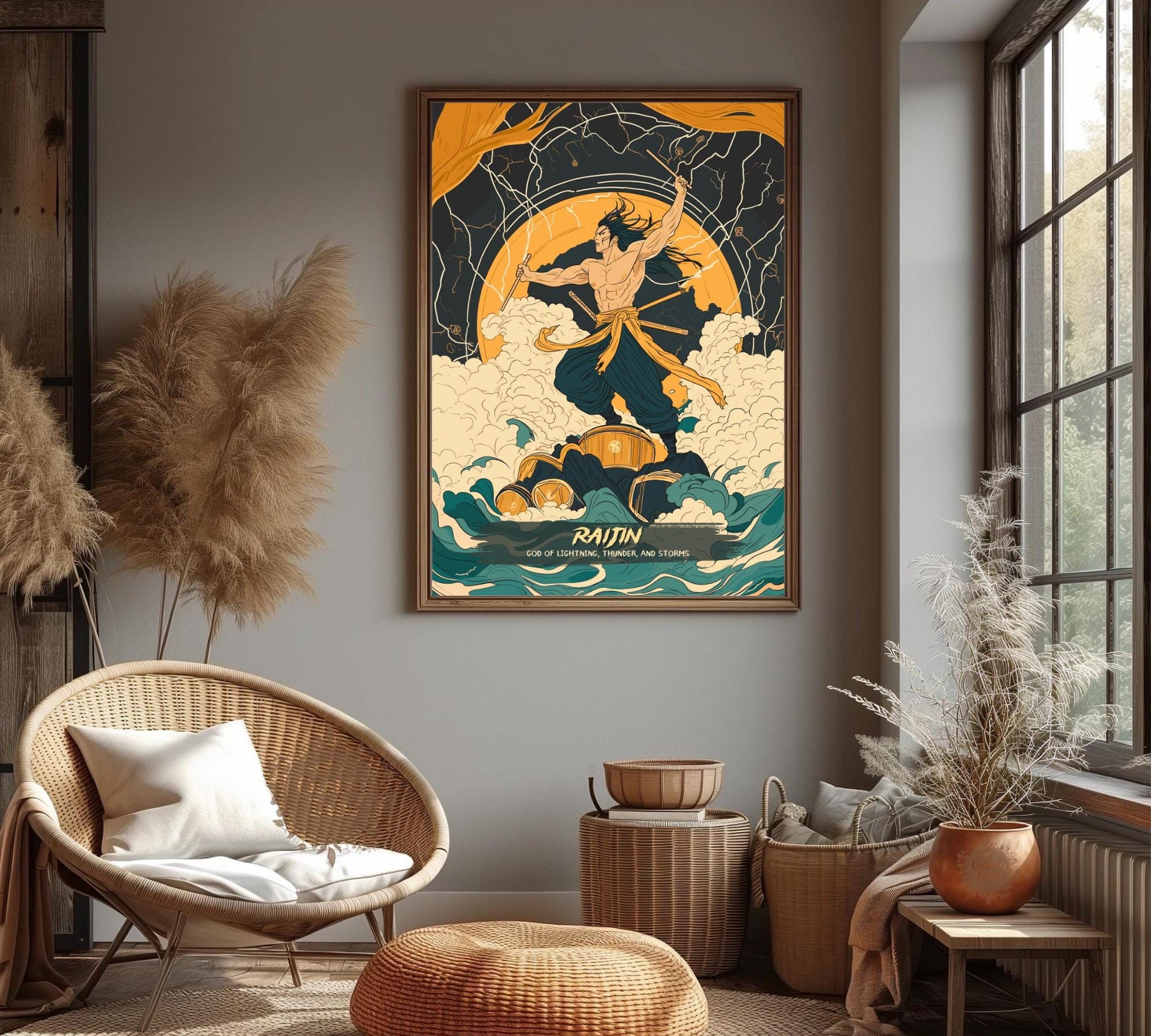 Raijin Poster, Japanese Mythology