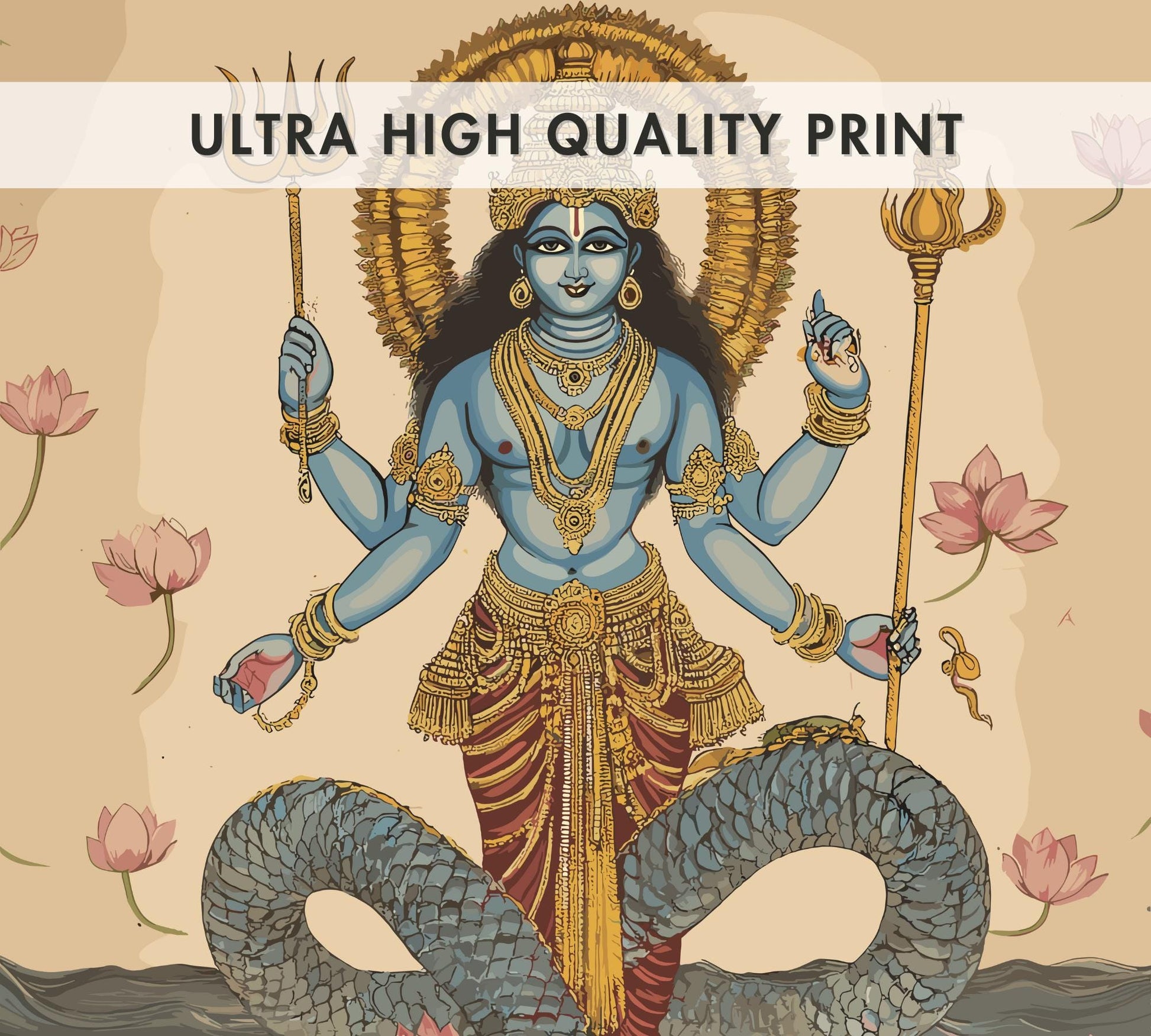 Vishnu Print - Hindu Mythology Poster