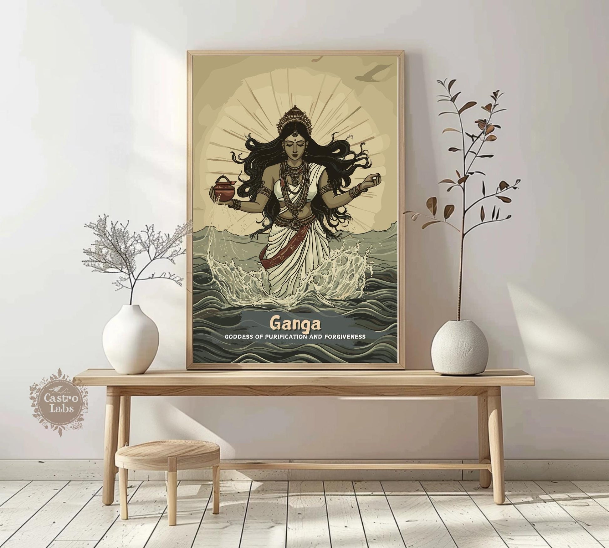 Ganga Print - Hindu Mythology Poster