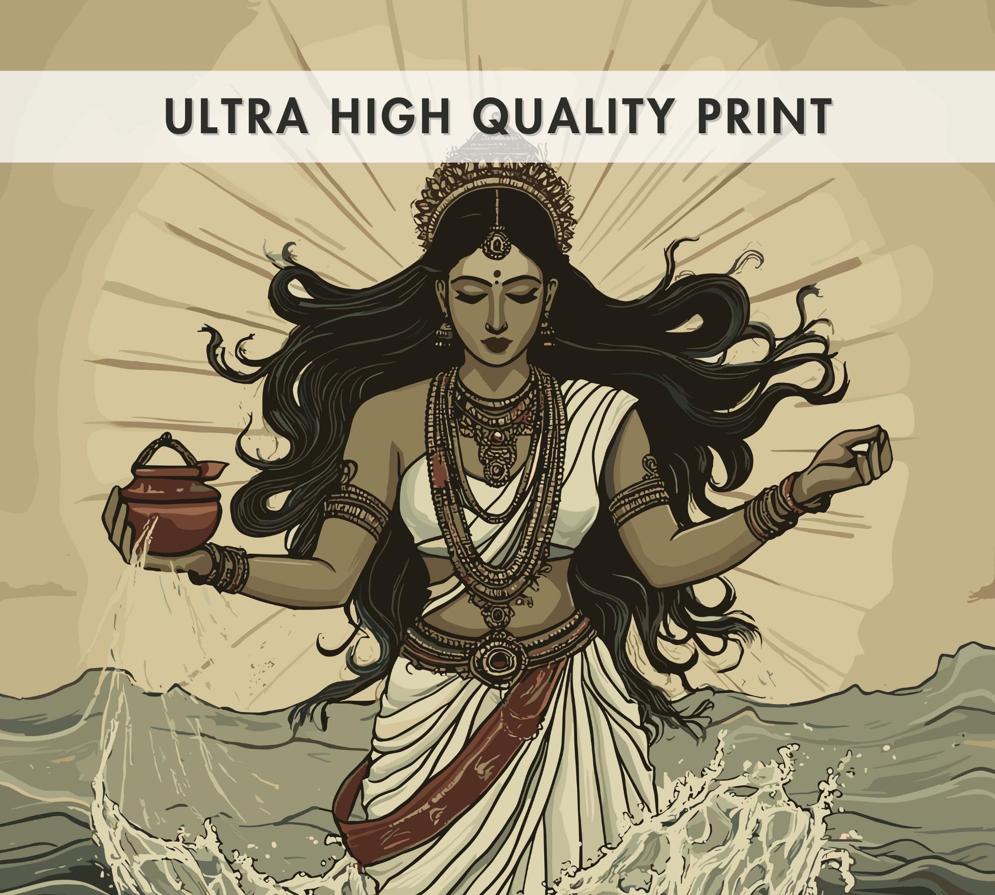 Ganga Print - Hindu Mythology Poster