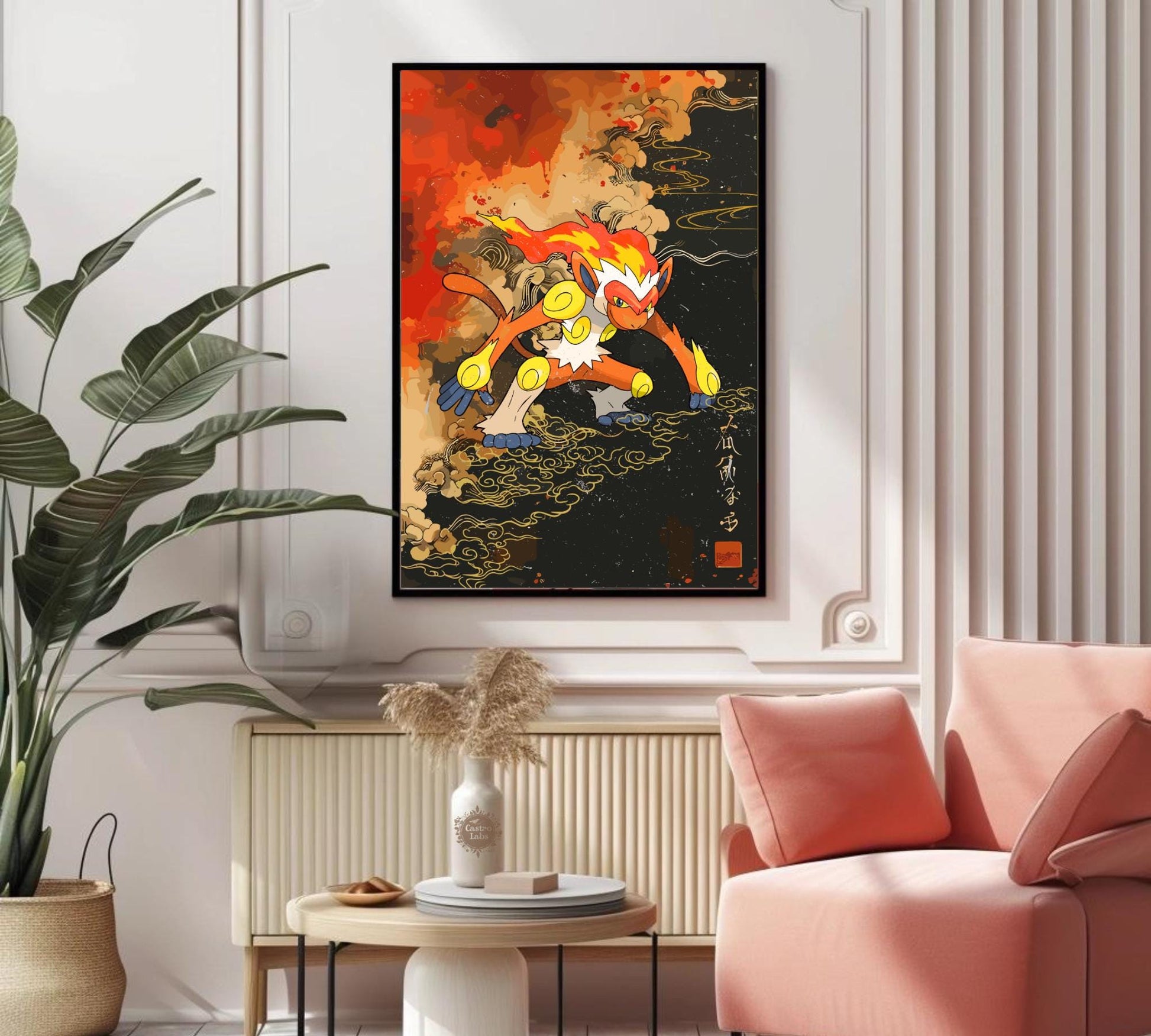 Infernape: Japanese Tapestry Style Pokemon Anime Poster