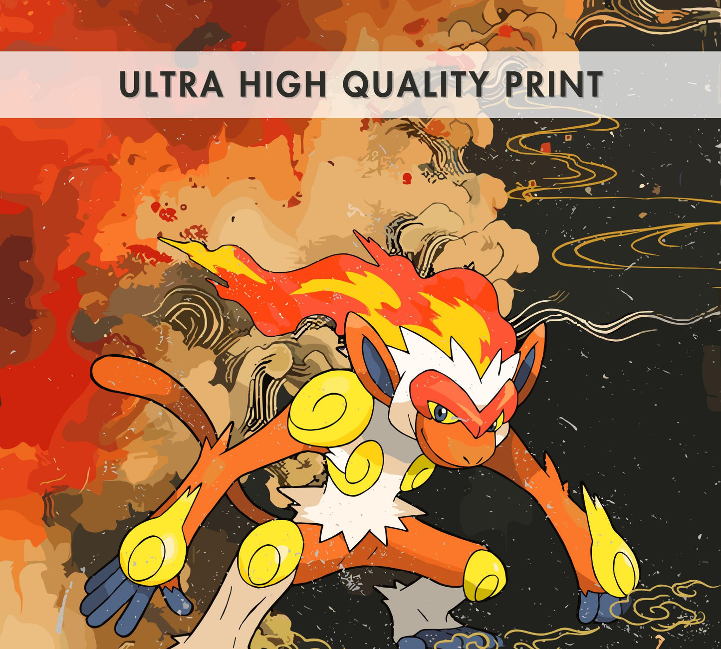 Infernape: Japanese Tapestry Style Pokemon Anime Poster