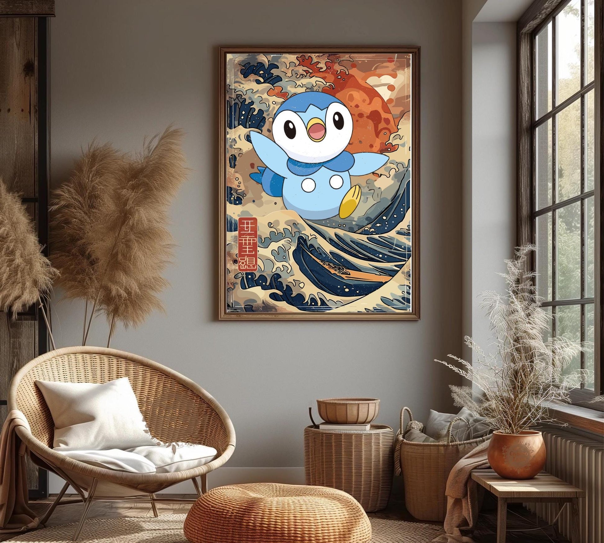 Piplup Japanese Art Poster - Elegant Pokmon Tapestry for Anime & Game Piplup Japanese Art Poster - Elegant Pokmon Tapestry for Anime & Game