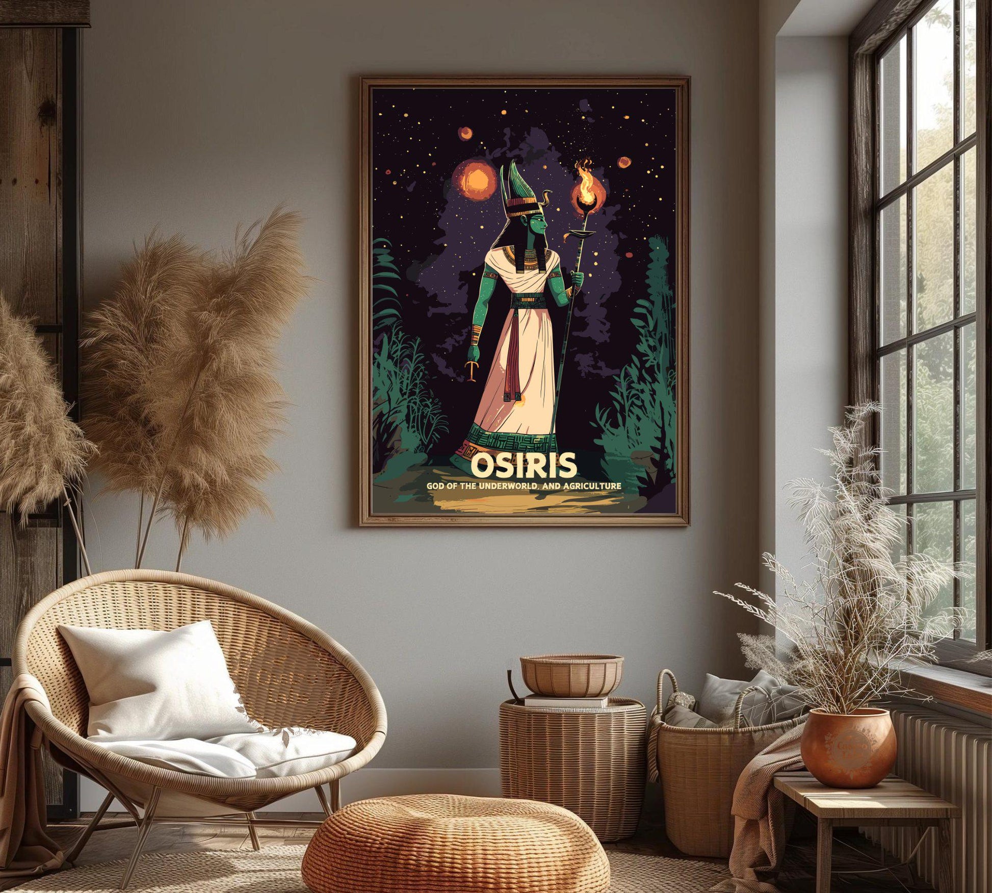 Osiris Poster, Egyptian God Osiris, Osiris God, Ancient Egypt Art, Egyptian Mythology Osiris, God of the underworld and Agriculture