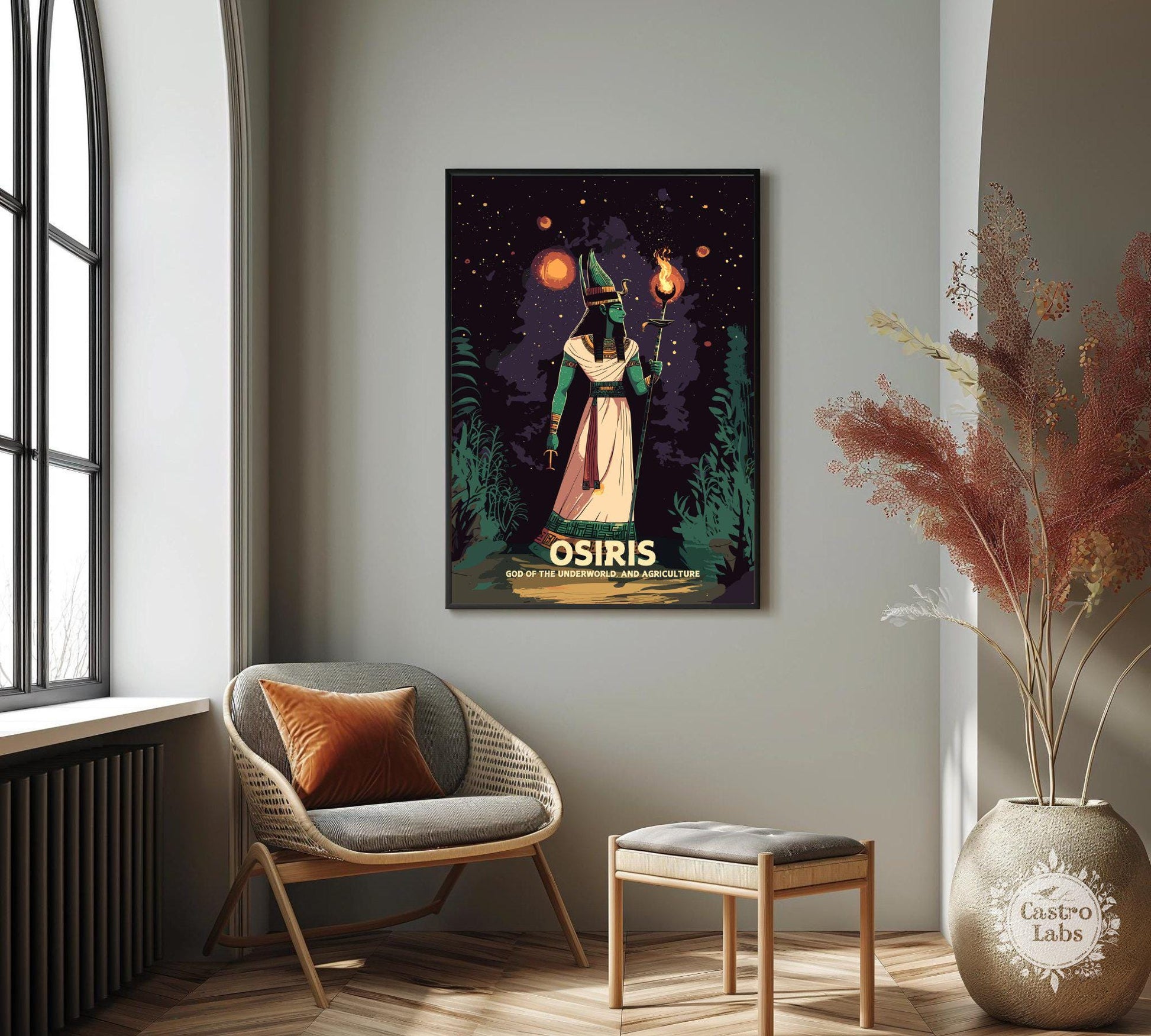 Osiris Poster, Egyptian God Osiris, Osiris God, Ancient Egypt Art, Egyptian Mythology Osiris, God of the underworld and Agriculture