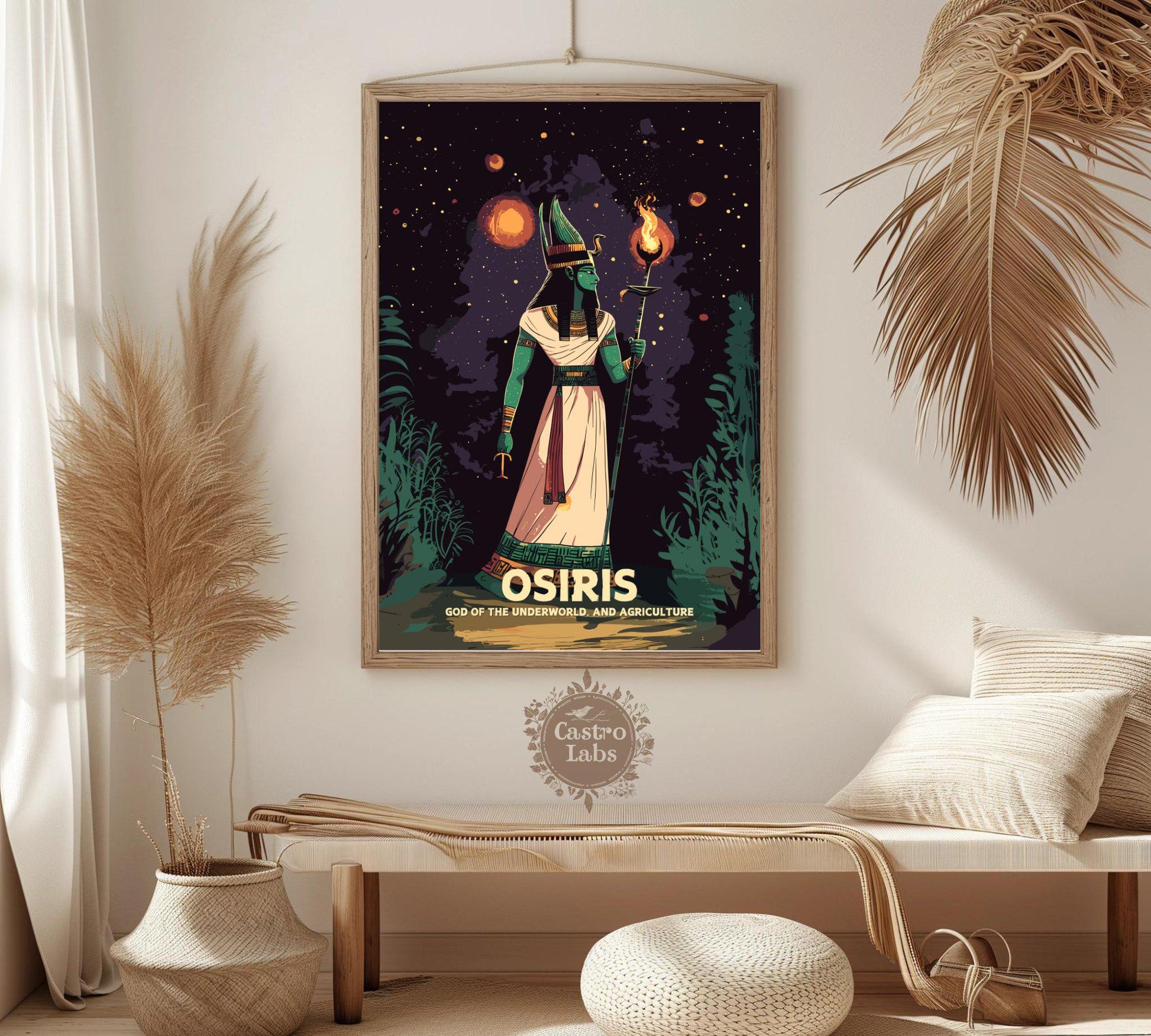 Osiris Poster, Egyptian God Osiris, Osiris God, Ancient Egypt Art, Egyptian Mythology Osiris, God of the underworld and Agriculture