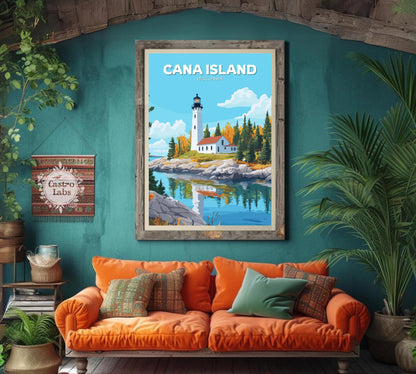 Cana Island Travel Poster, Cana Island Wall Art, Lake Michigan Photo Print, Cana Island Artwork, Home Décor, Wisconsin Poster