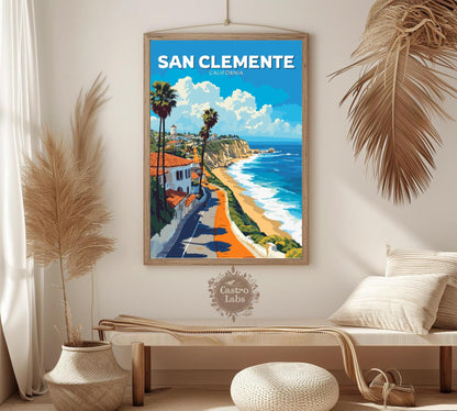 San Clemente Poster, San Clemente Travel Poster, San Clemente Artwork, Home Décor, San Clemente Print,, California Poster, Orange County Art