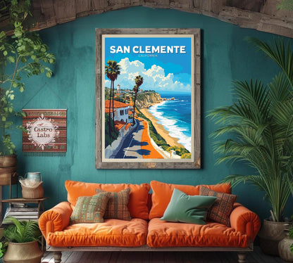 San Clemente Poster, San Clemente Travel Poster, San Clemente Artwork, Home Décor, San Clemente Print,, California Poster, Orange County Art