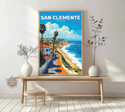 San Clemente Poster, San Clemente Travel Poster, San Clemente Artwork, Home Décor, San Clemente Print,, California Poster, Orange County Art