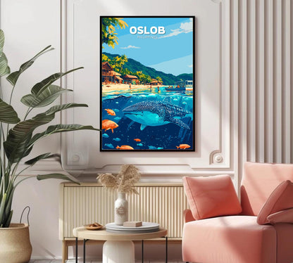 Oslob Poster, Oslob Travel Poster, Oslob Artwork, Home Décor, Oslob Painting, Philippines Poster, Philippines Wall Art, Whale Shark Poster