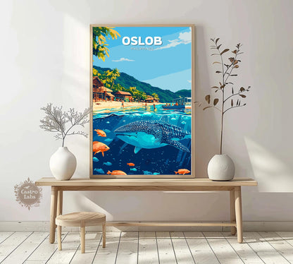 Oslob Poster, Oslob Travel Poster, Oslob Artwork, Home Décor, Oslob Painting, Philippines Poster, Philippines Wall Art, Whale Shark Poster