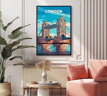 London Travel Poster, London Wall Art, London Print, London Bridge Artwork, Home Décor, London Bridge Poster, London Art, London Bridge Art